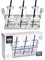 Drinkflessen met rietje 230ml in tray 22x7x16cm