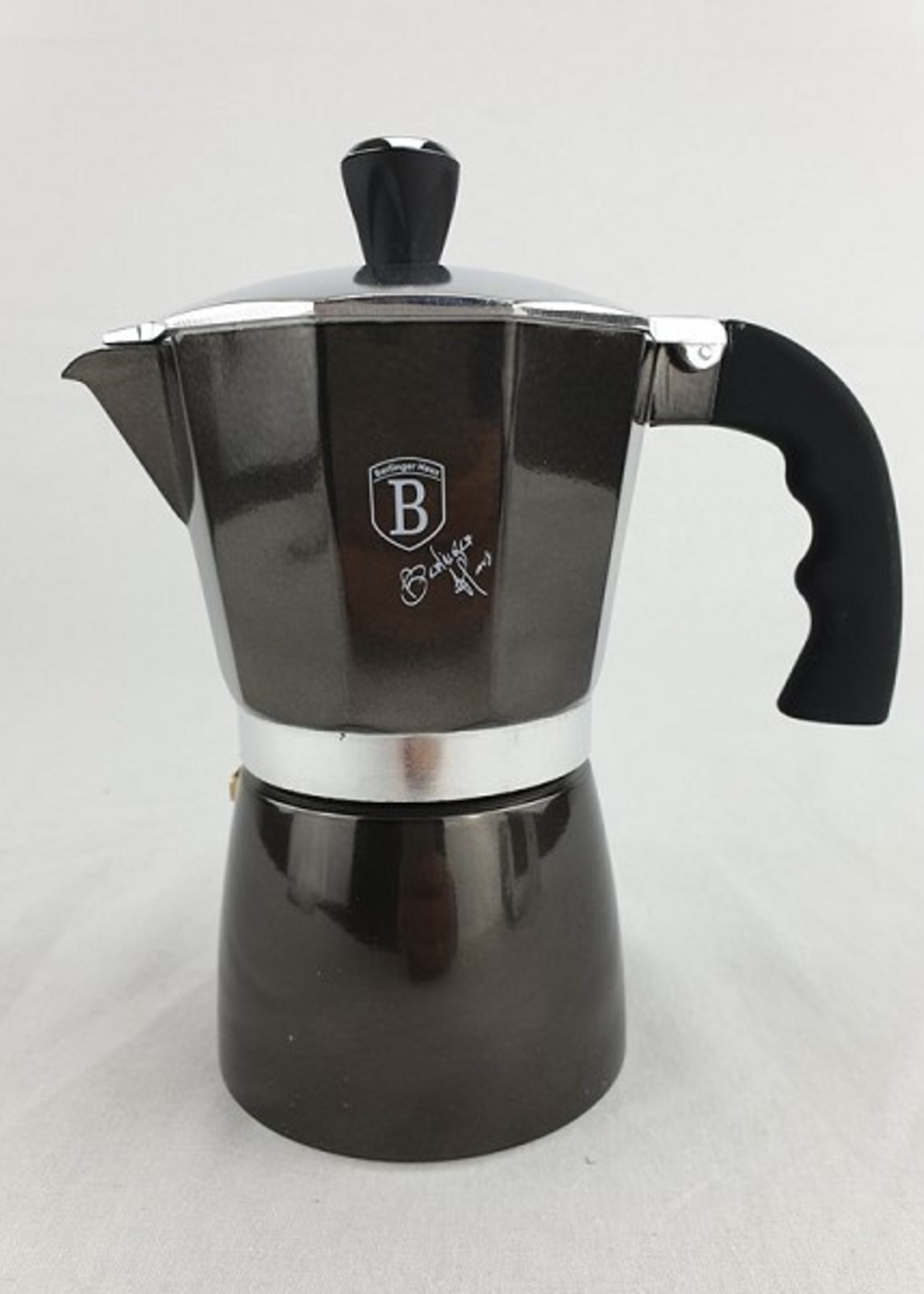 Berlingerhaus espresso maker perculator 6 kops shiny black collection aluminium