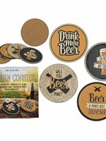 Houten bier onderzetters met leuke slogans set a 4 stuks Ø10cm