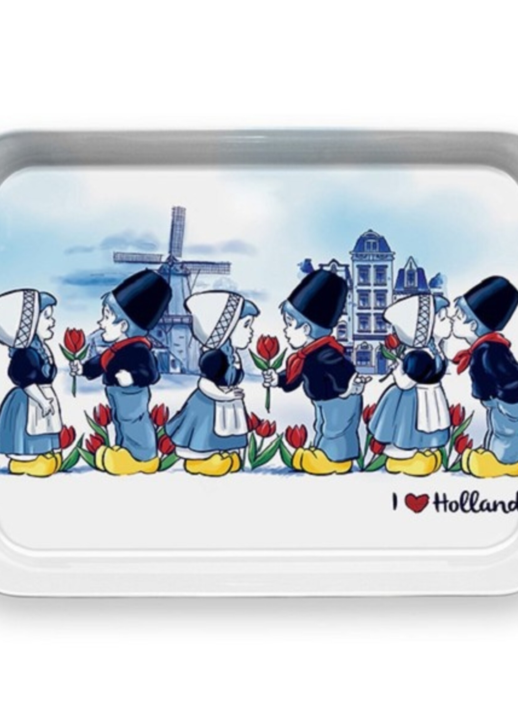 Dienblad kussend paar metaal 25,5x17,5cm