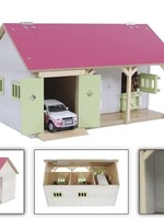 Kids Globe paardenstal met 2 boxen en berging 1:32 34x22x19cm roze