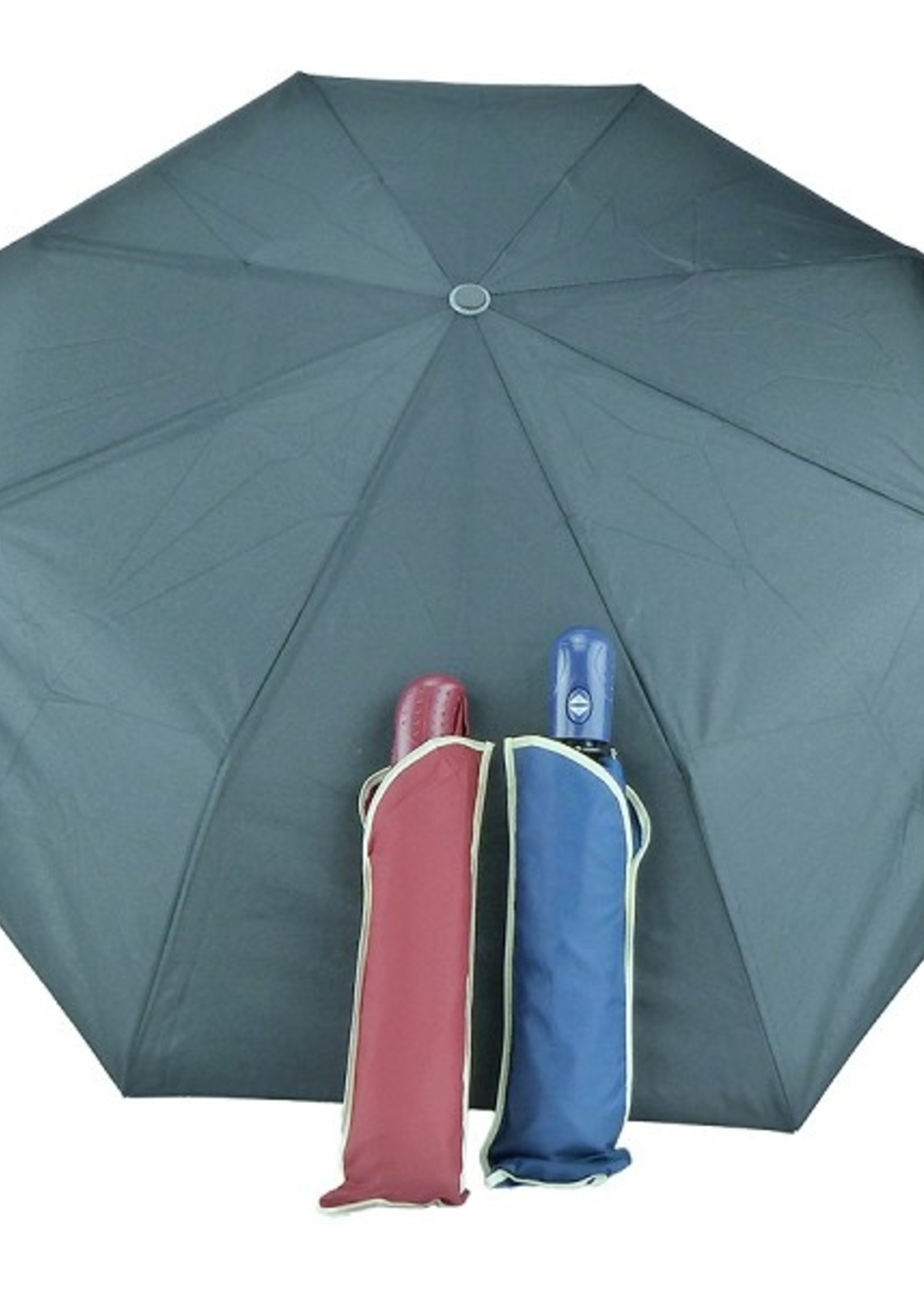 Paraplu opvouwbaar automatisch 95cm assorti kleur met luxe greep en hoes.(opgevouwen 30cm)