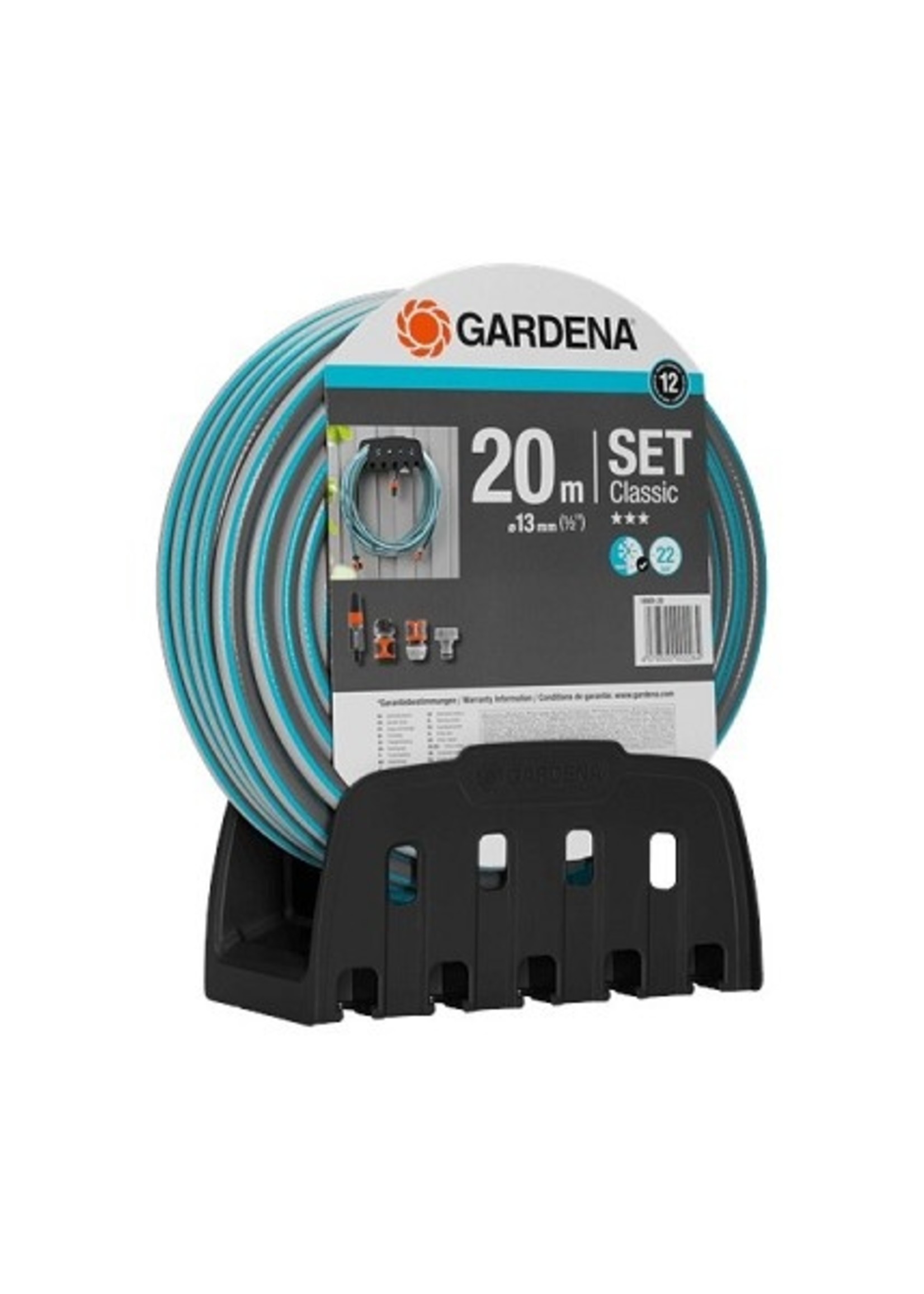 Gardena Classic slang 1/2", 20m + arm + wandhouder