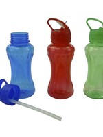 Drinkfles tranparant kunststof 500ml met drinktuit en rietje. verkrijgbaar in verschillende kleuren