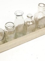 Tray hout met 6 flesjes 34.5x8 H4.5cm