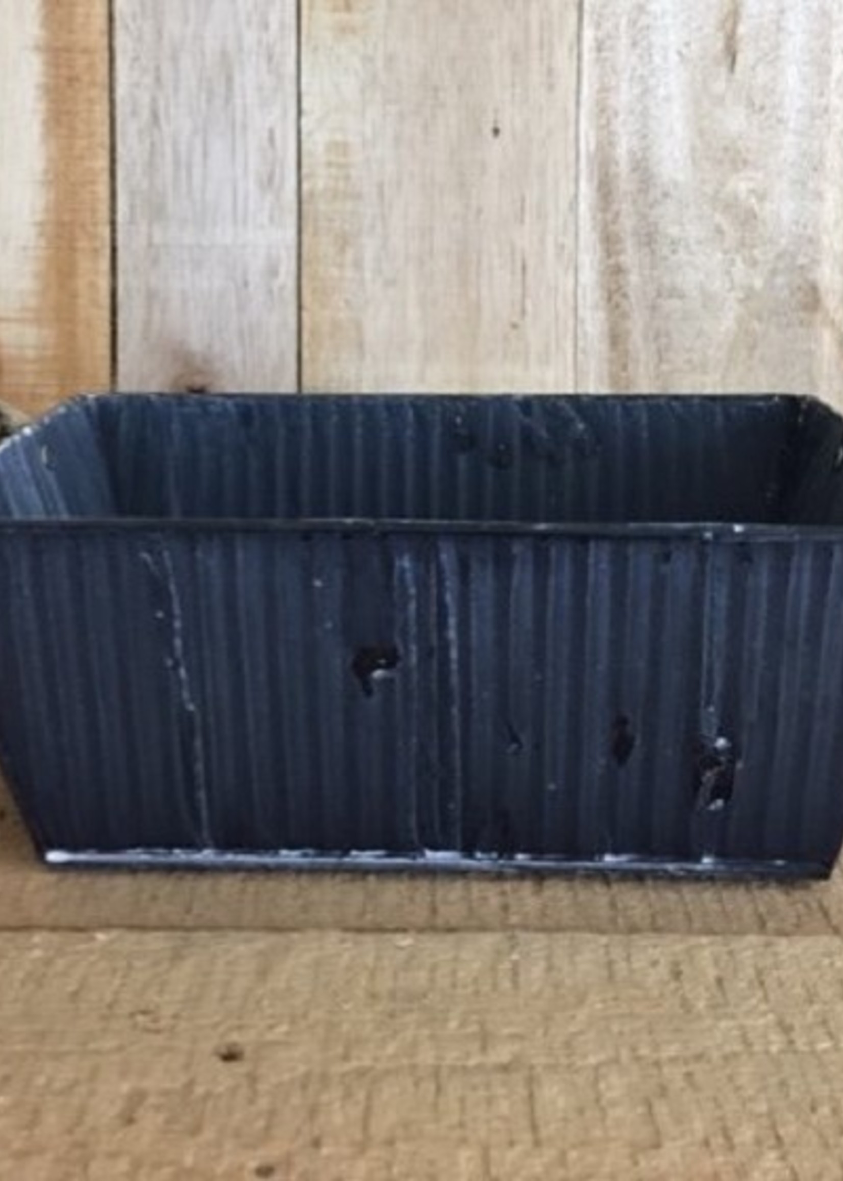 Zinken mand met jute hengsels zwart 30x21x11cm