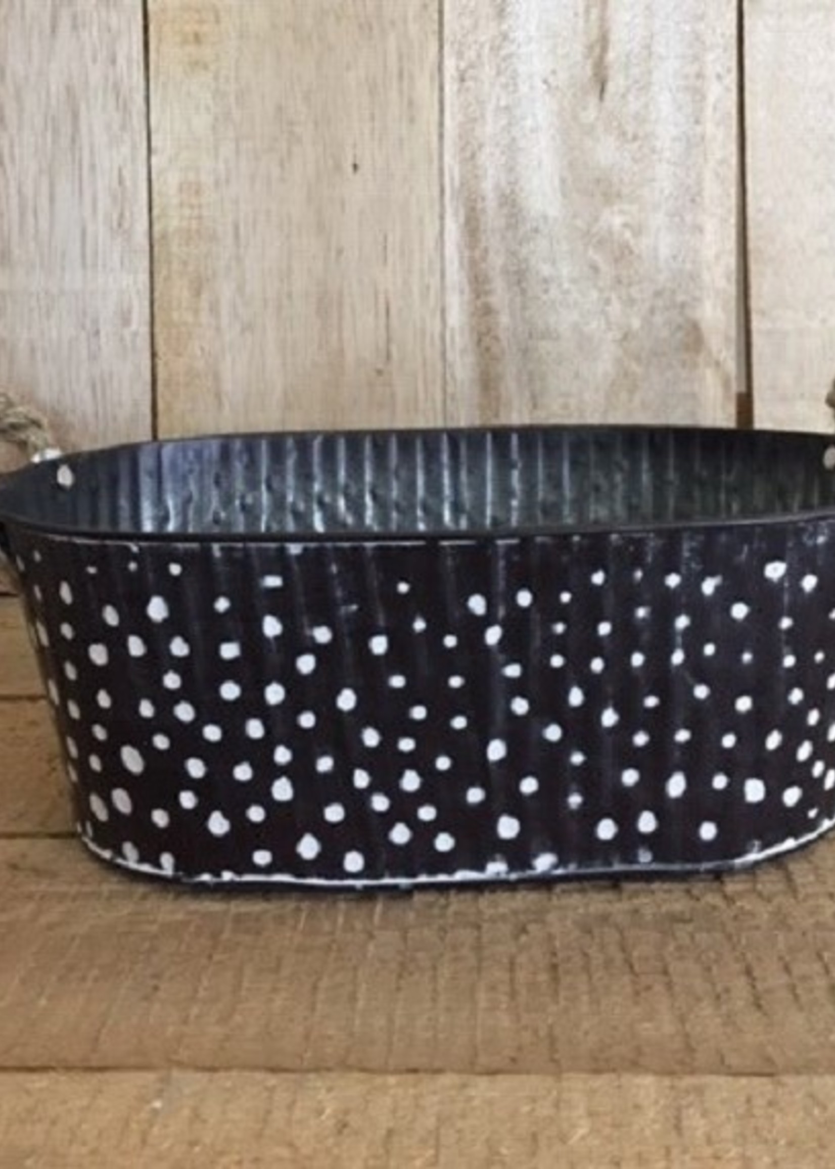 Zinken teil ovaal zwart met stippen 30x18x11cm