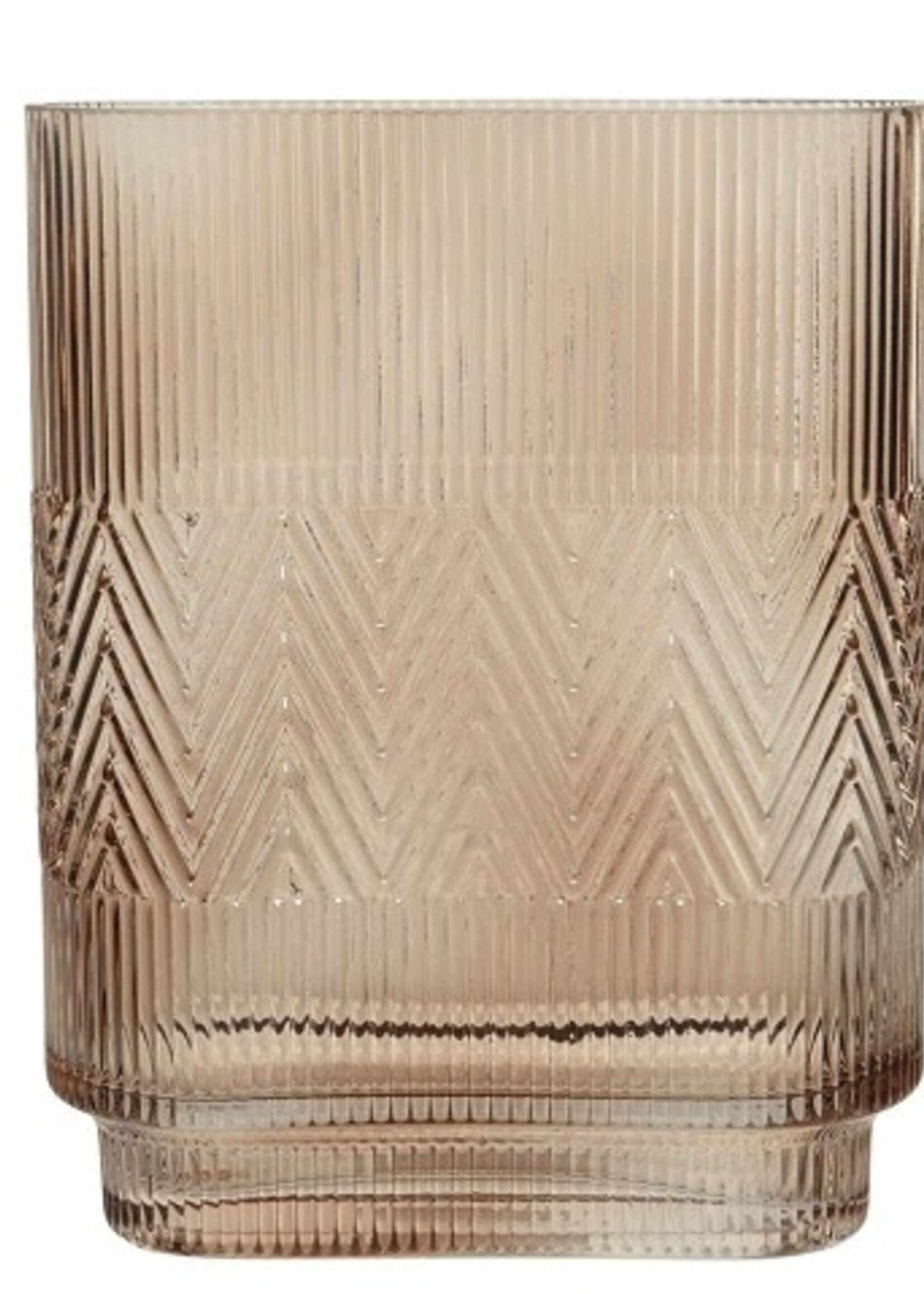 Vaas glas L6.5-B15.5-H20cm licht roze