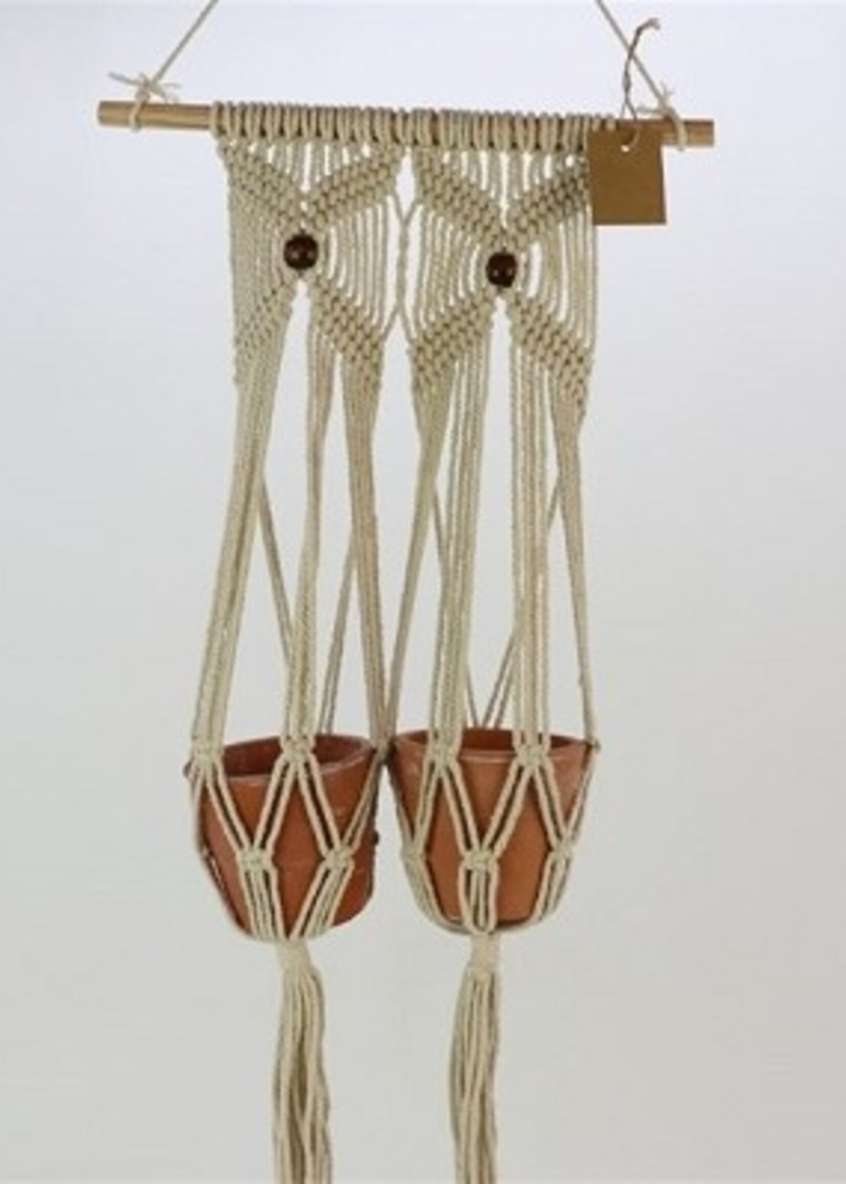 Planter hangend Macrame met 2 potten 33x85cm