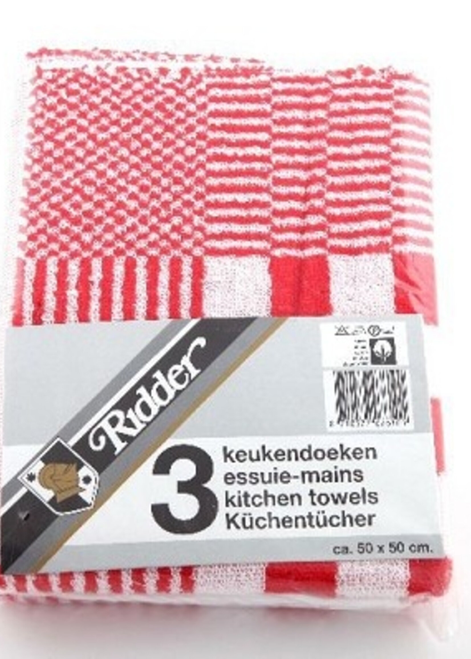 Keukendoek blok 50x50 rood s/3
