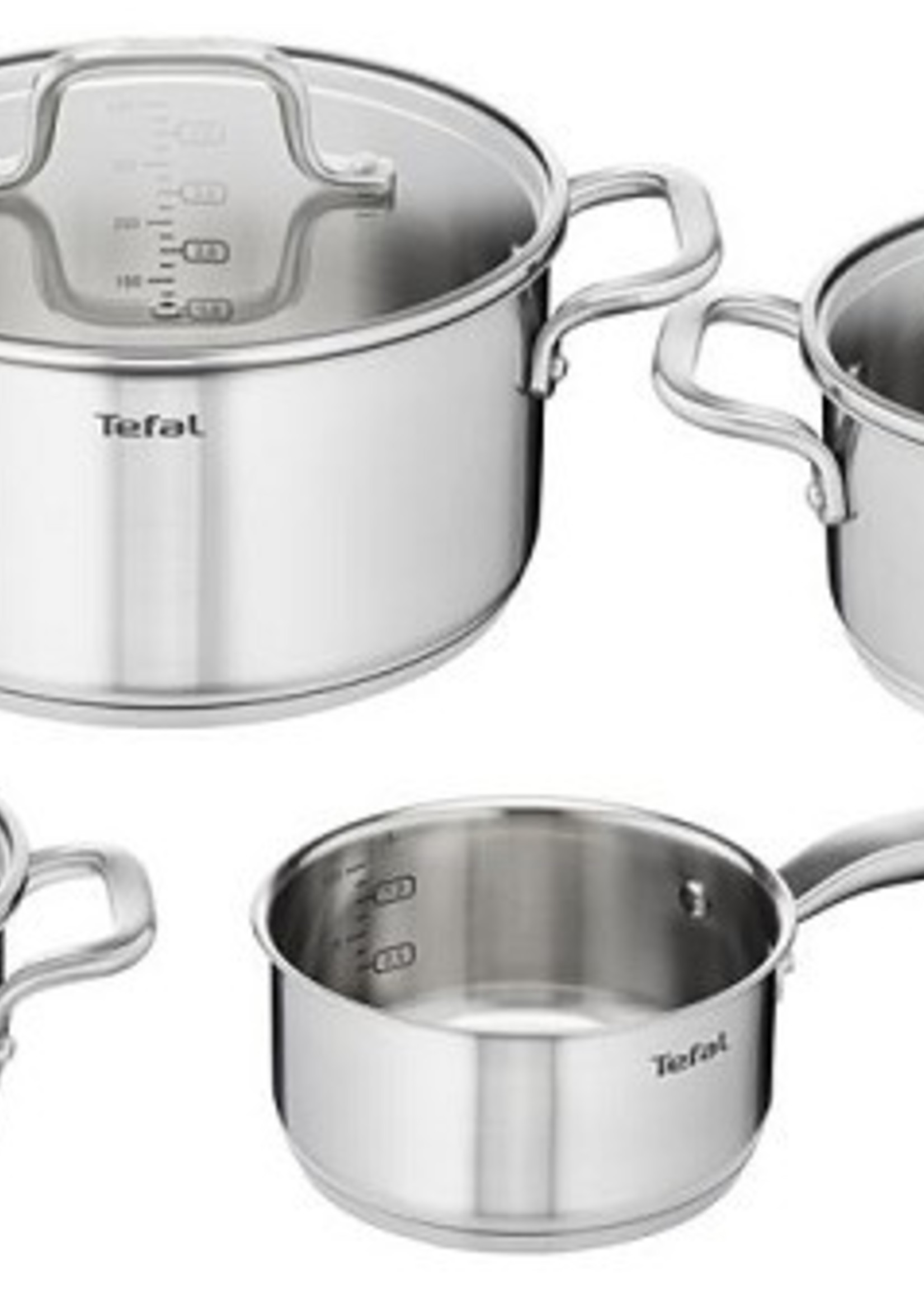 Tefal Virtuoso Set 4-delig RVS kookset steelpan 16cm kookpannen van 16/20/24cm geschikt voor alle warmtebronnen.