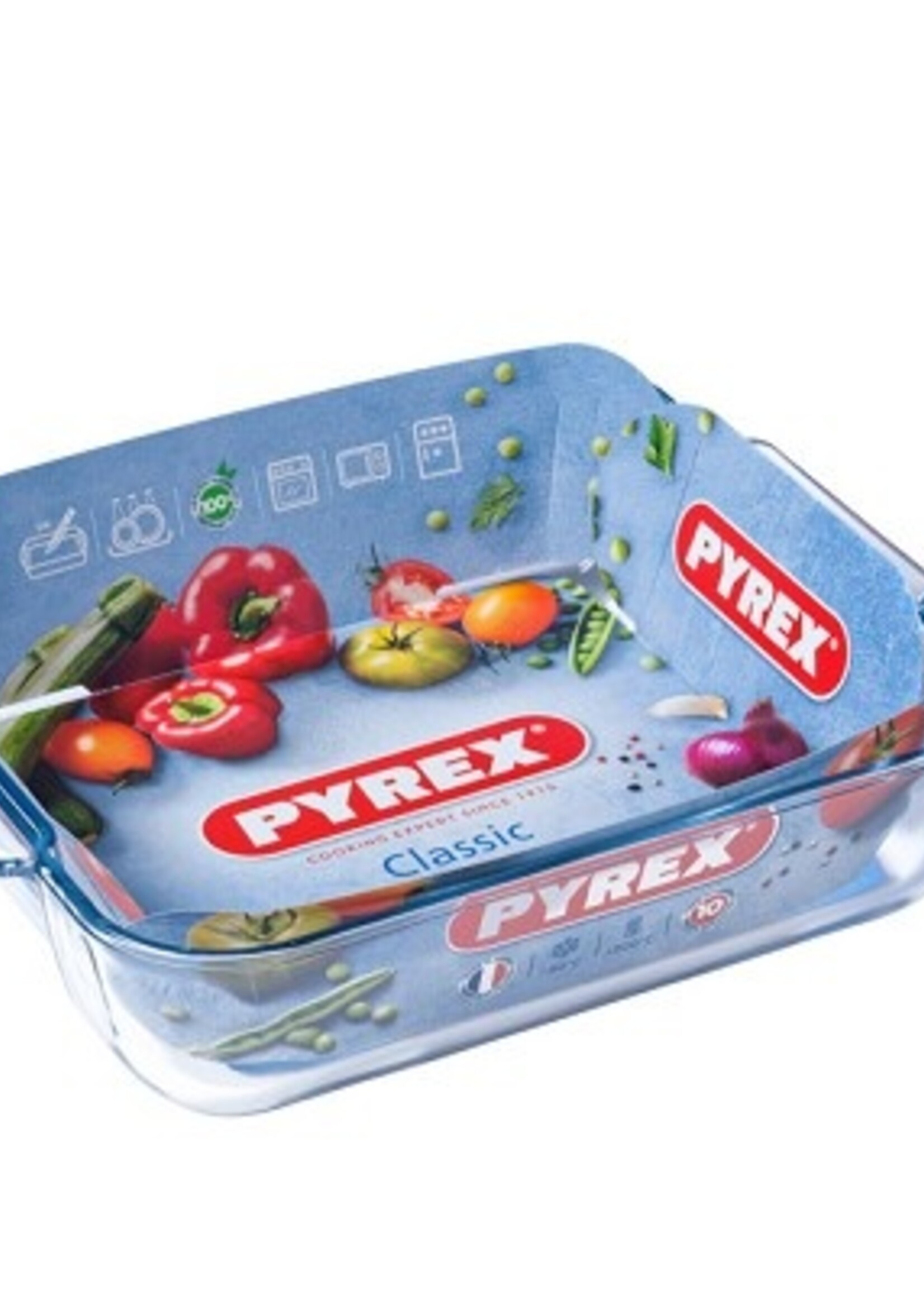 Pyrex vierkante braadslede glas 21x21cm