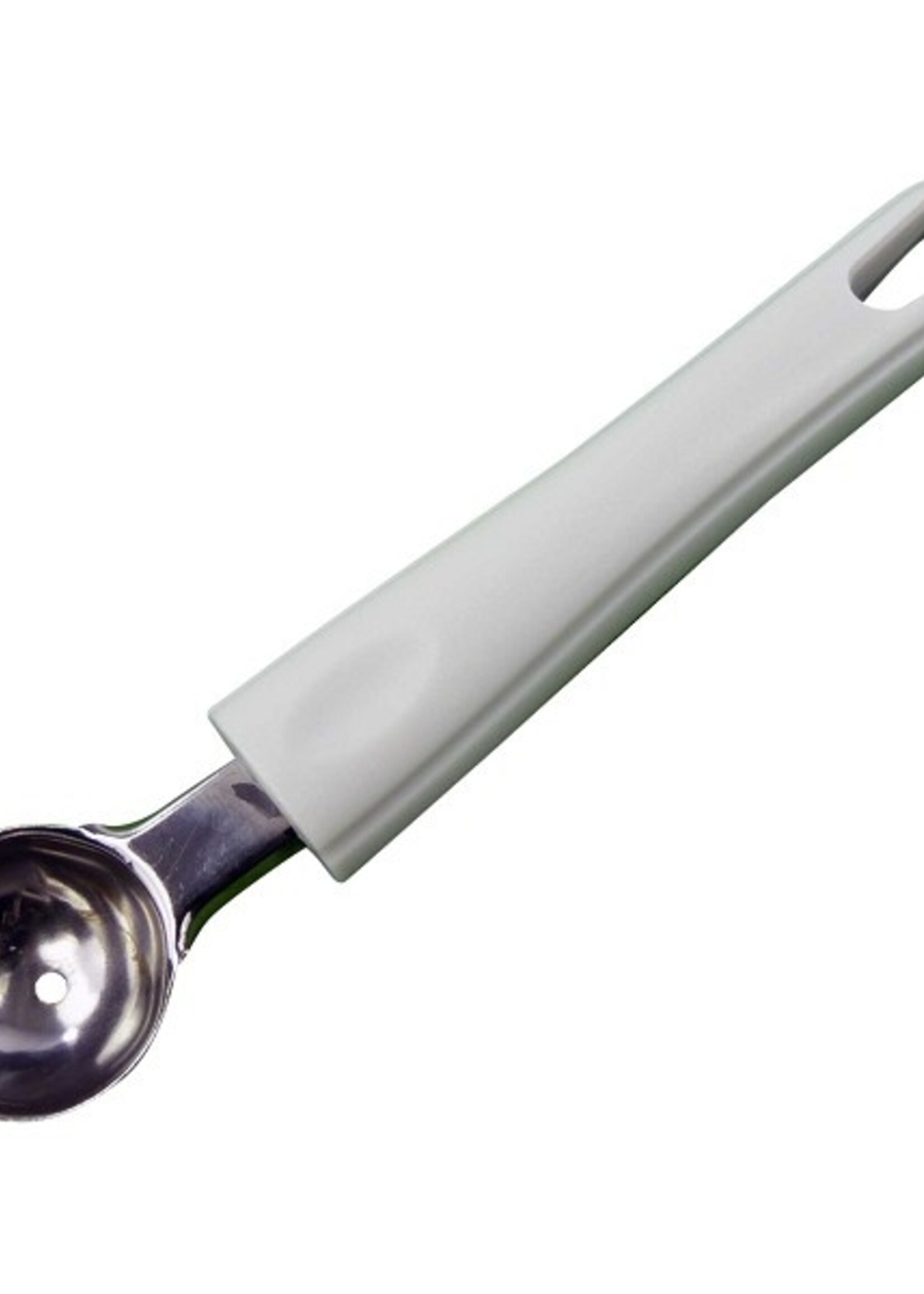 Meloen- of Boterbollepel RVS met wit kunststof heft Kasun