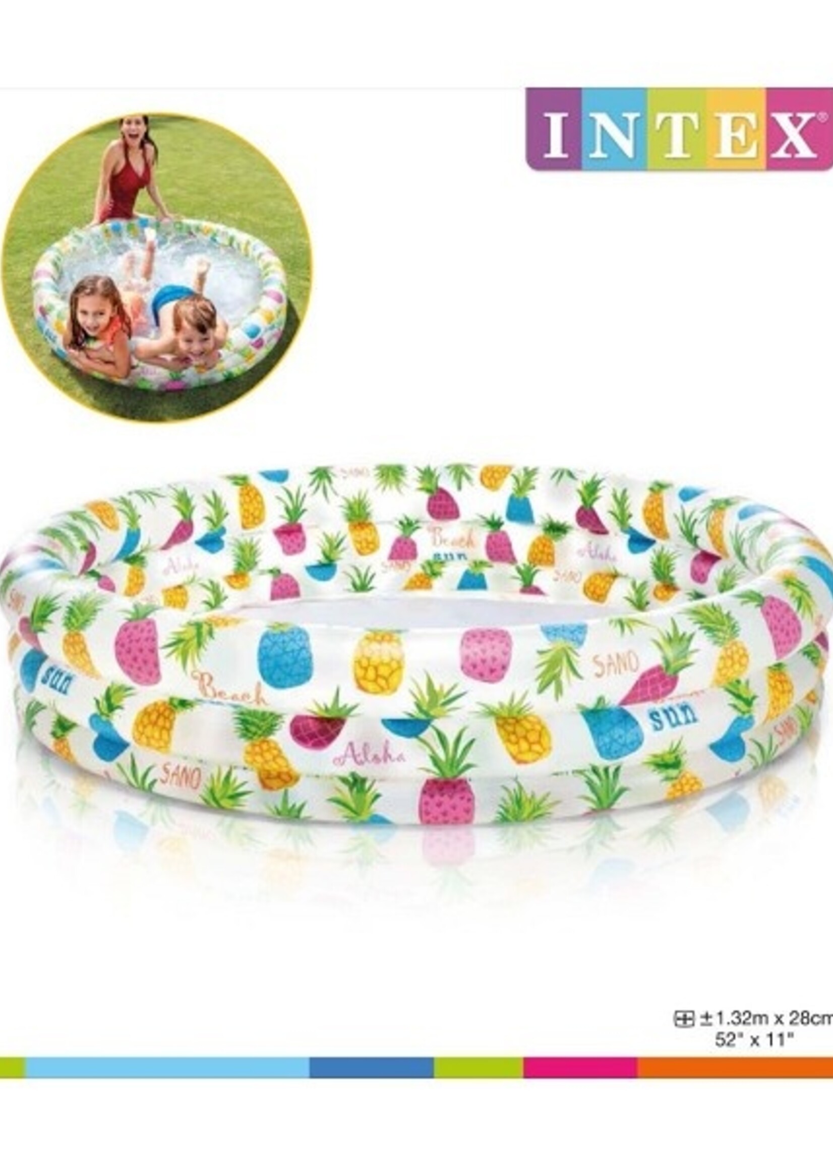 Intex opblaas zwembad 3 rings met vrolijke print 132x28cm