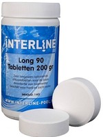 Interline chloortabletten GROOT a 200g Long-90 verpakt in pot van 1Kg