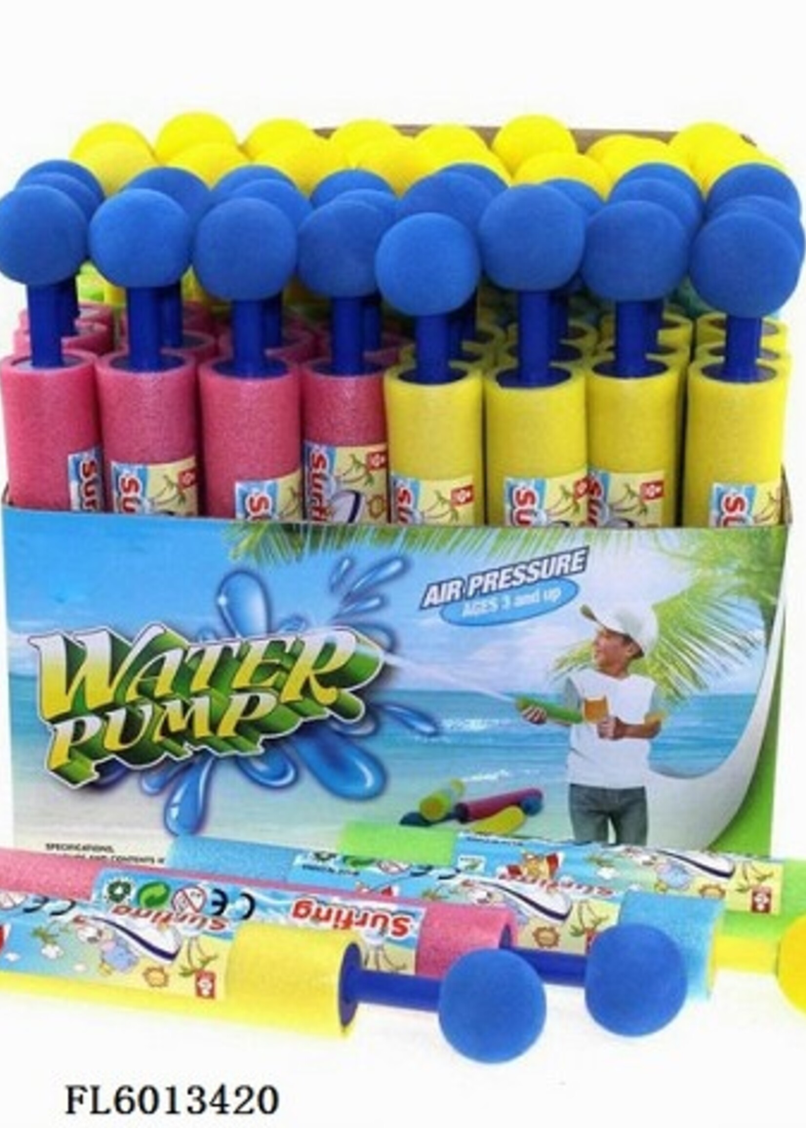 Foamshooter watergeweer 20x3cm met knophandgreep verschillende kleuren