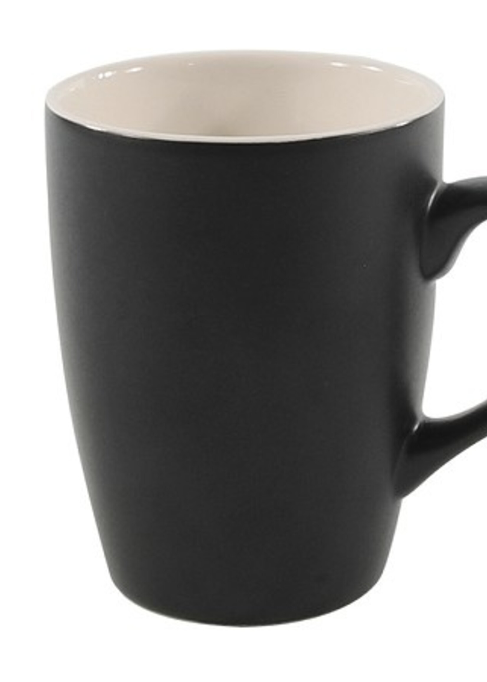 Koffiemok mat zwart/ wit inside 340ml