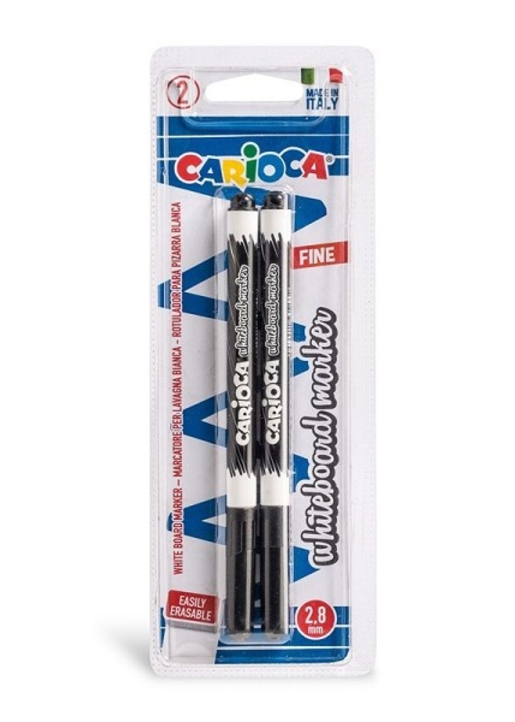 Carioca 2 Whiteboard markers zwart op blister 2,8mm