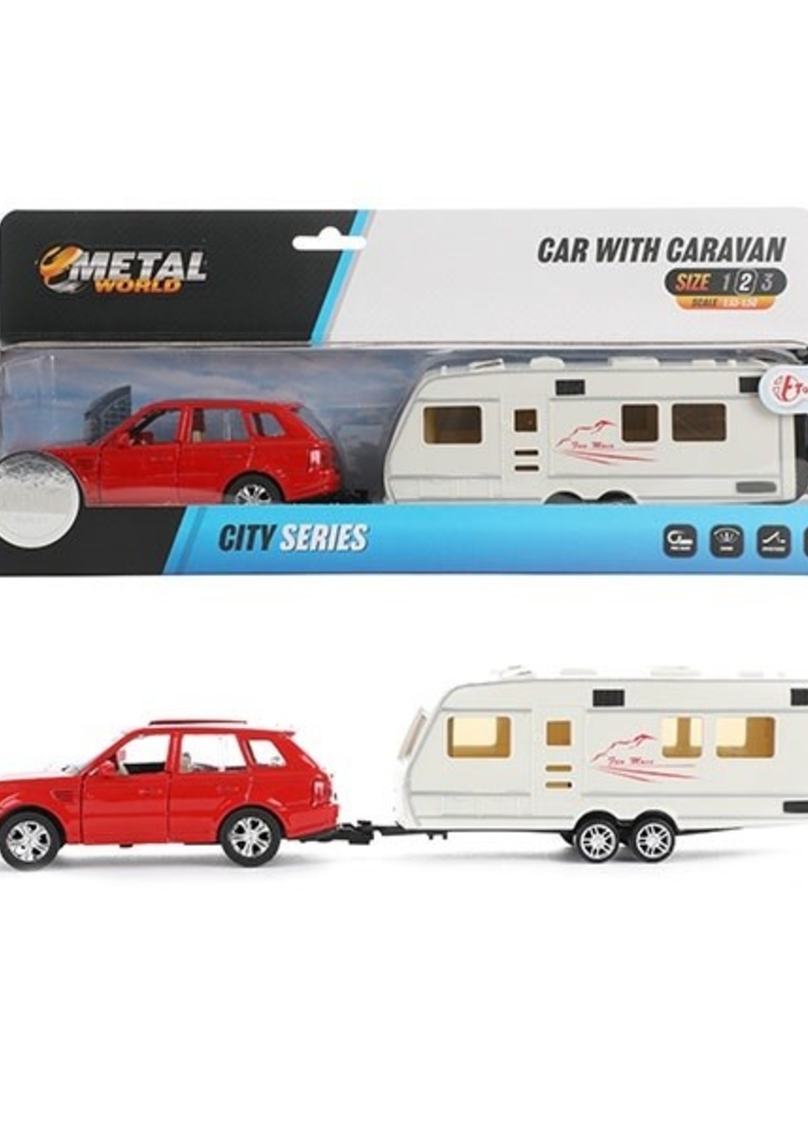 Toi Toys Auto pull back met caravan 1:48