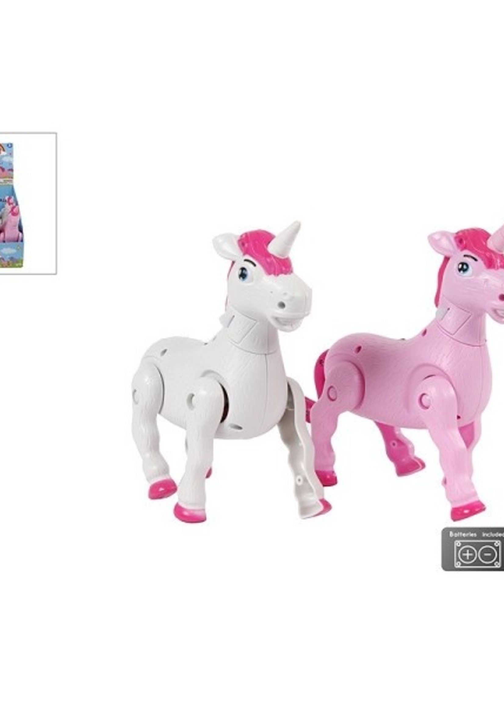 Unicorn lopend met licht en geluid 18x17cm