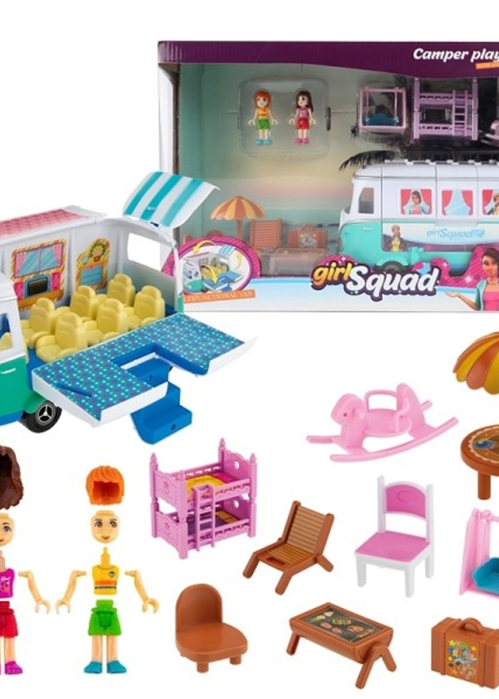Toi Toys Girl Squad Speelset camper met accessoires en 2 figuren