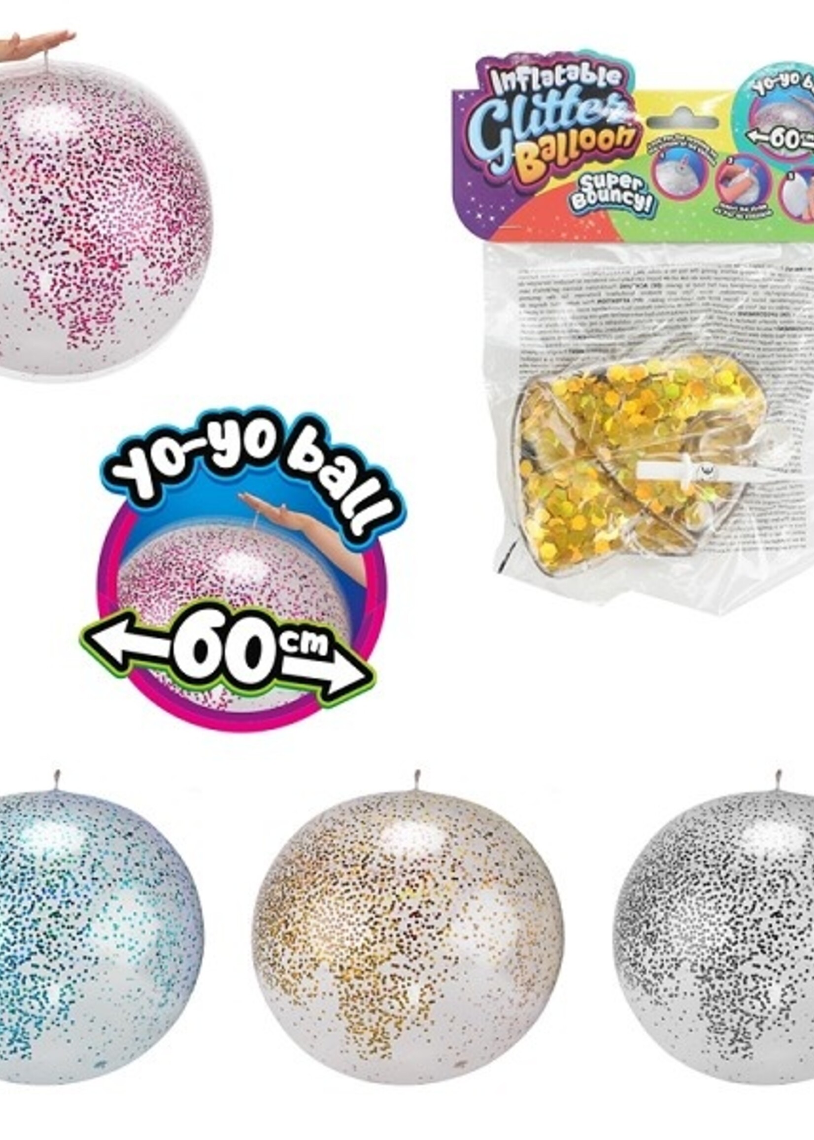 Toi Toys Opblaasbare glitterballon tot max. Ø60cm