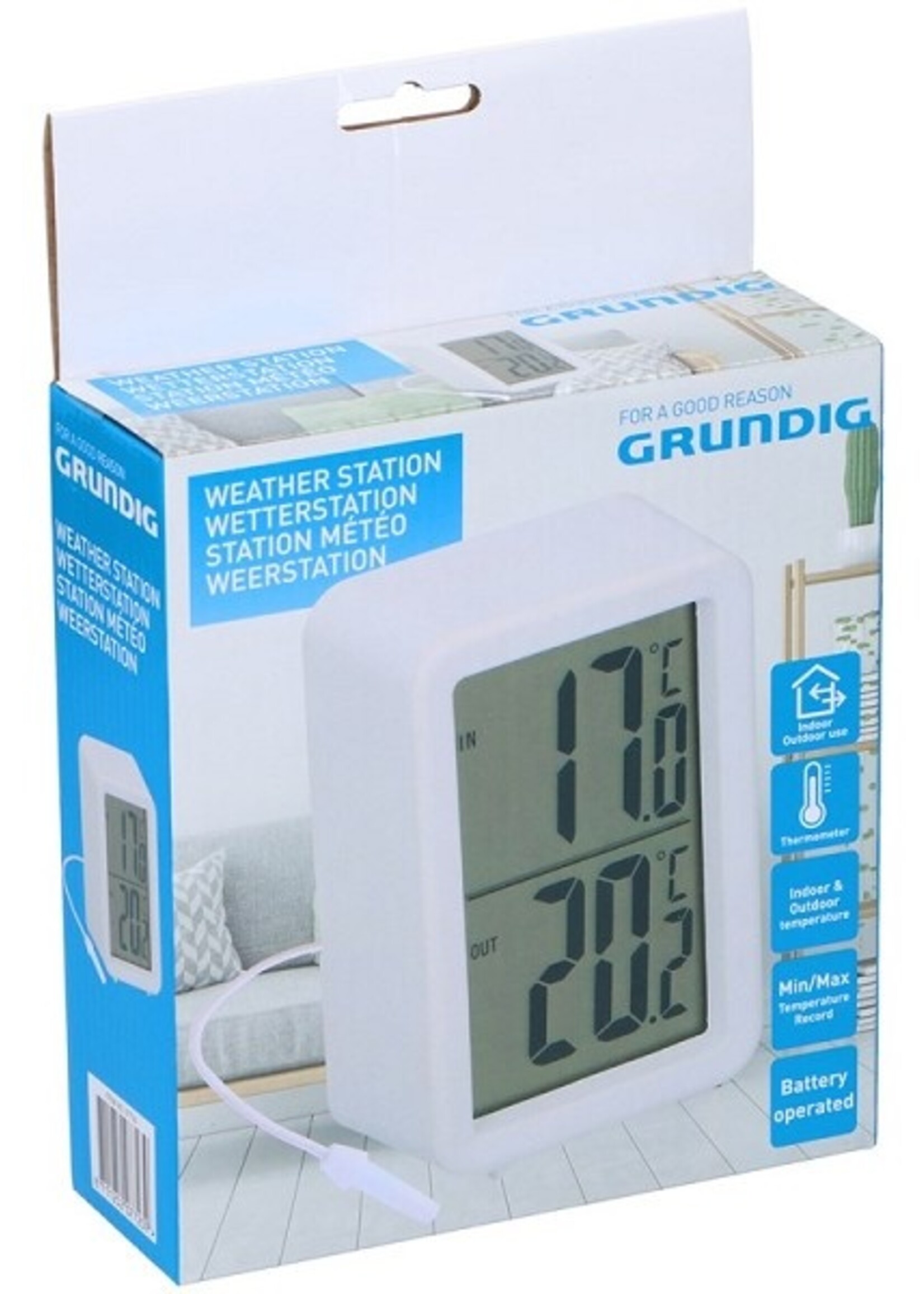 Grundig Binnen/buiten thermometer 6,7x5x9,4cm