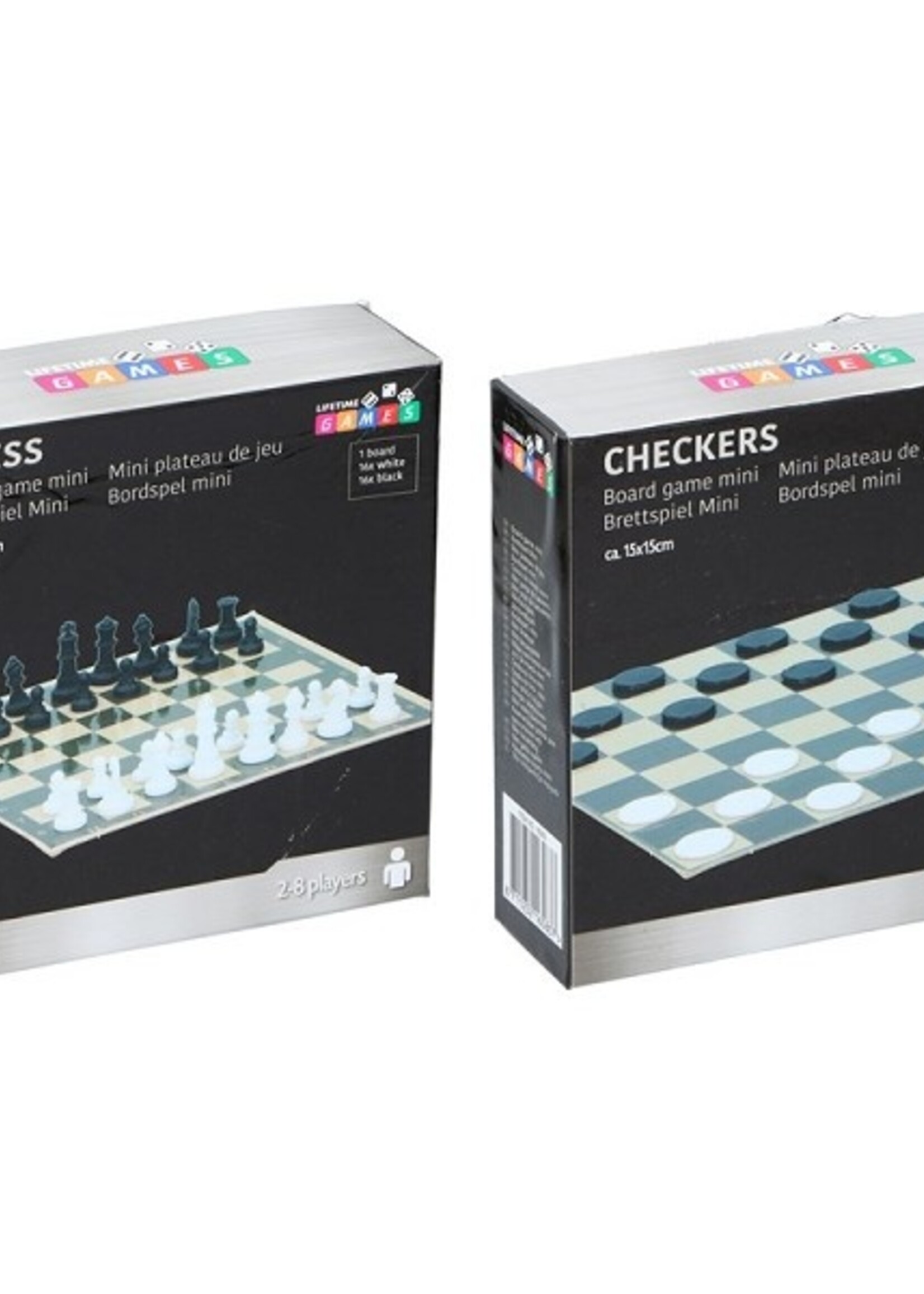 Schaak- of damspel mini 15x15cm