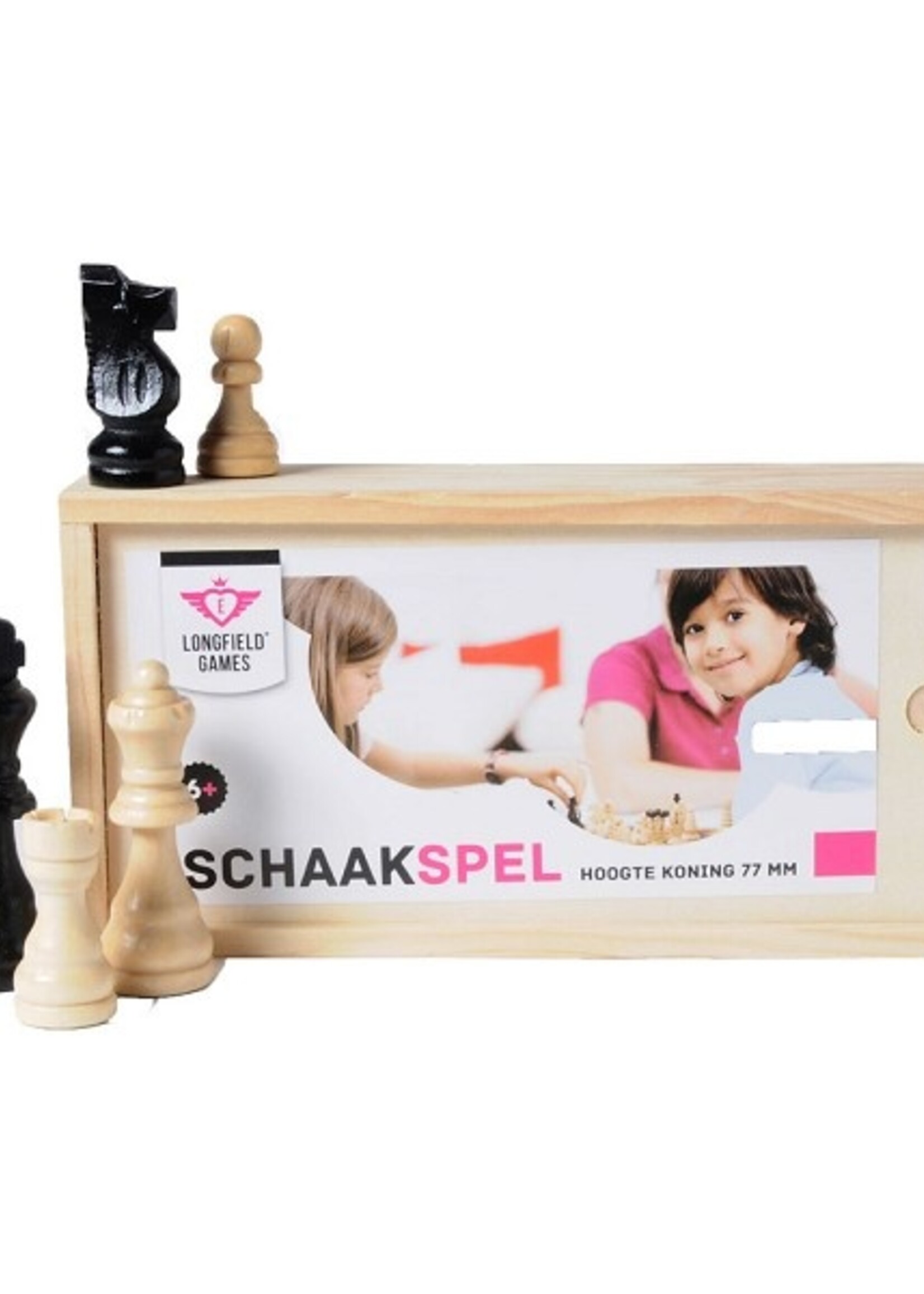 Schaakstukken in kistje 77 mm, essenhout