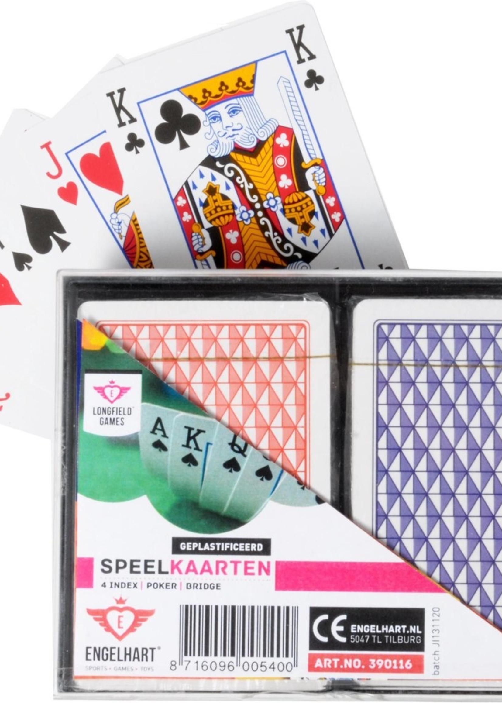 Longfield Poker/Bridge Speelkaarten 2 pakjes in kunststof doos