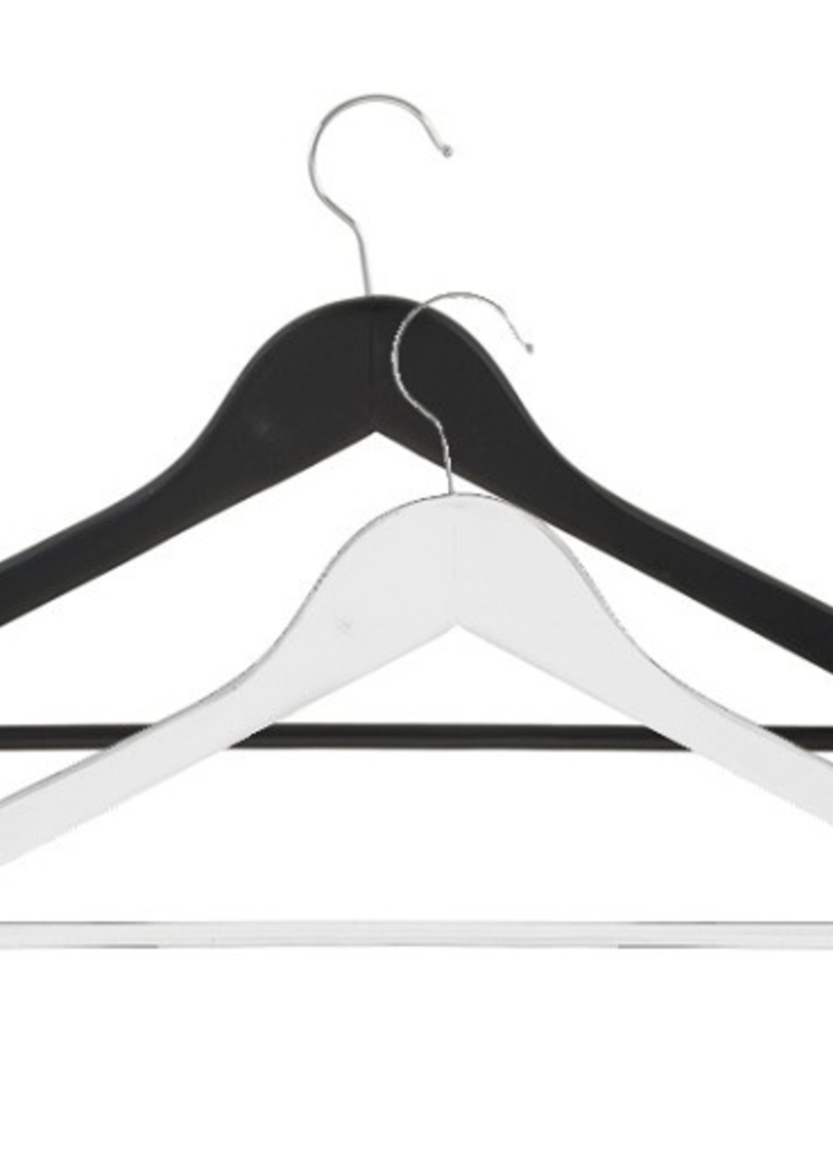 Kledinghangers Kleerhangers hout 43cm zwart of wit set a 4