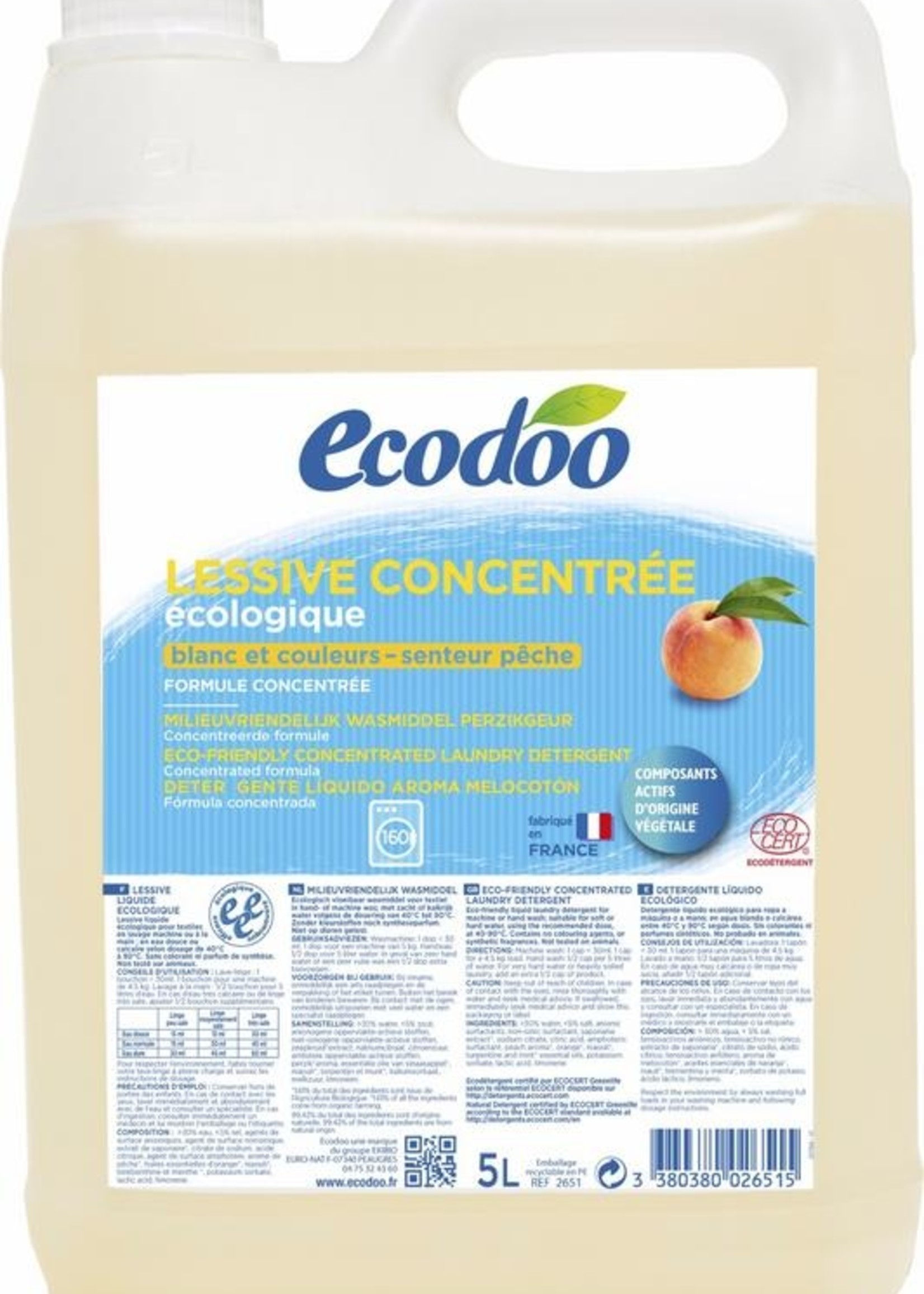 Ecodoo Wasmiddel Geconcentreerd Perzik 5000ml