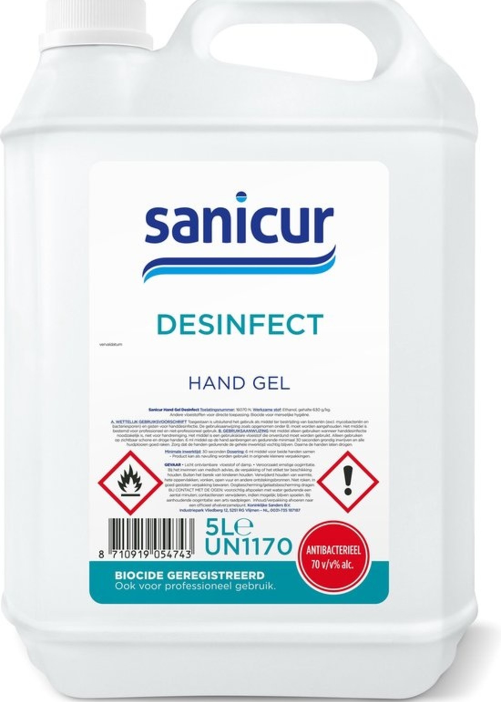 Sanicur desinfecterende handgel 5000ml / 5 liter