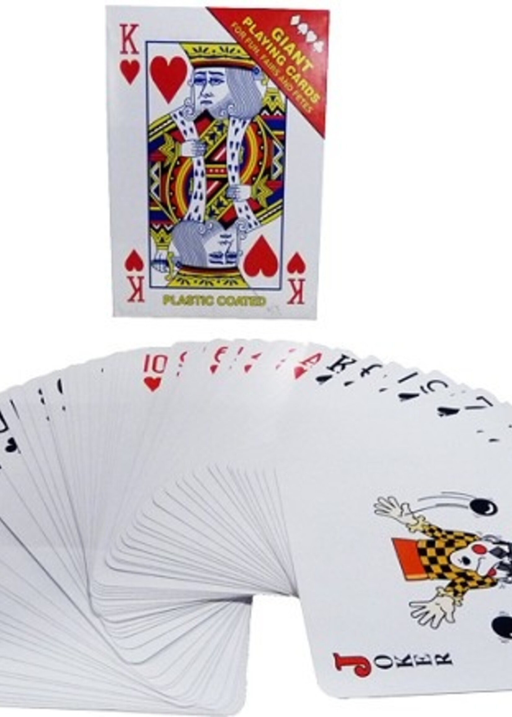 Reuzespeelkaarten Giant plastic coated 12x17cm. 52 kaarten plus jokers.