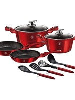 Pannenset Burgundy 4-delig aluminium met keukenaccessoires