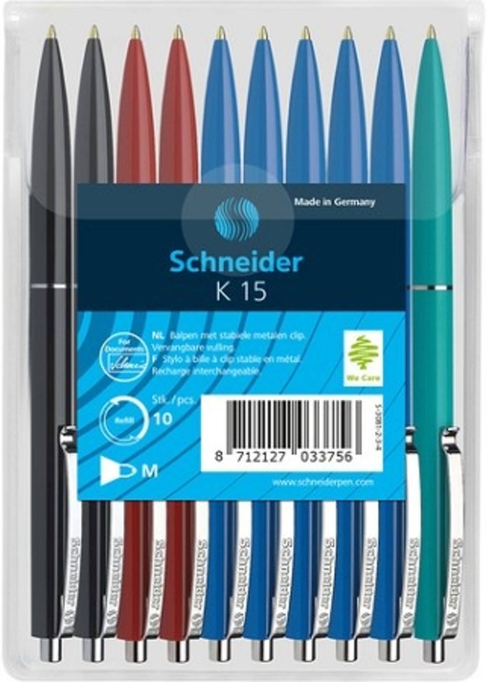 Schneider Balpen K15 assorti kleuren blister a 10 stuks