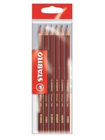 Stabilo 6 grafietpotloden in zakje 5 hardheden 2xHB/1x2H/1x2B/1xH/1xB