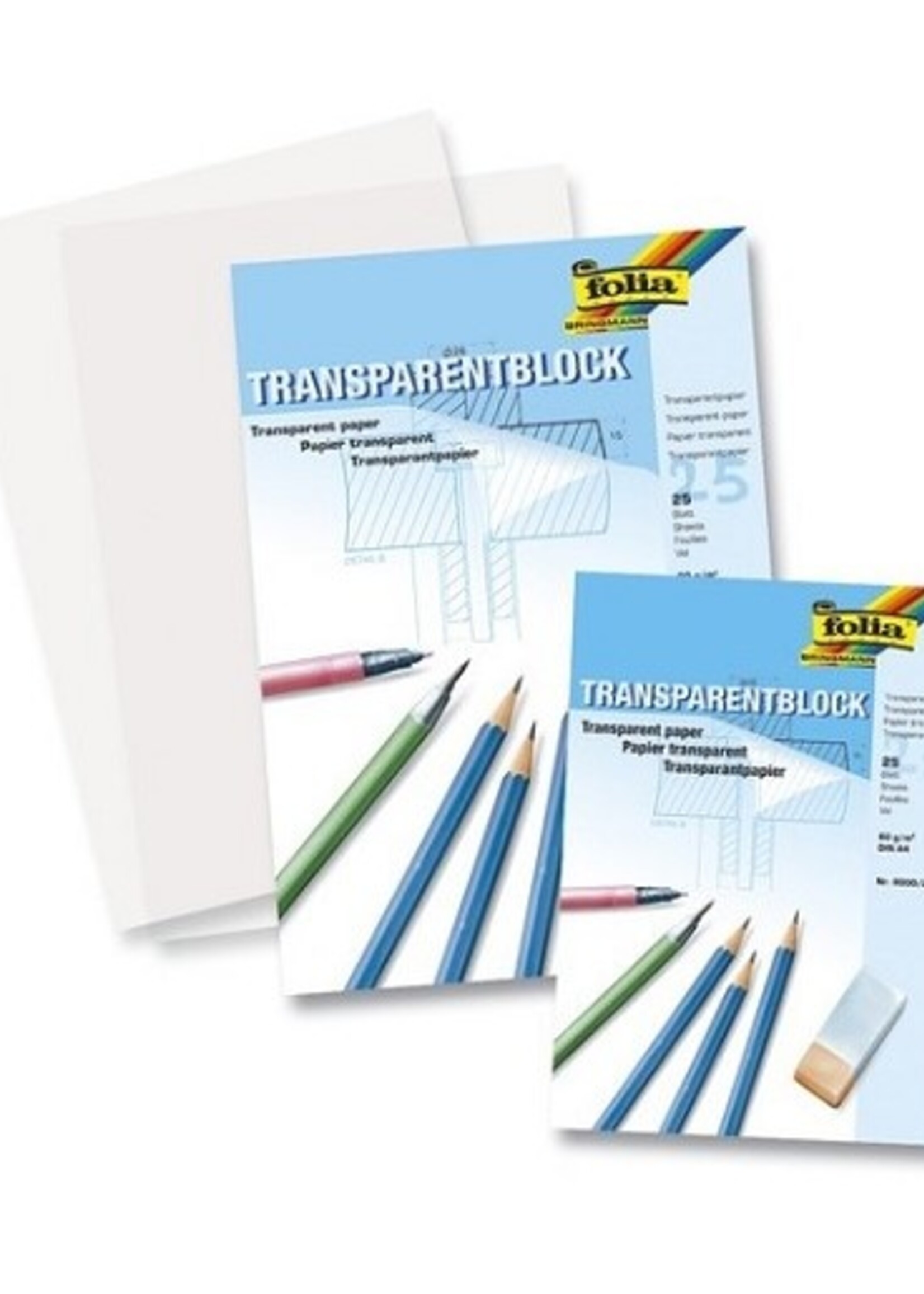 Transparant papier overtrekpapier Folia A4 blok a 25vel