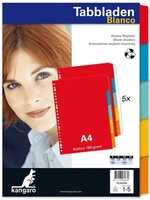 Kangaro Tabbladen A4 23 rings karton gekleurd 5 delig