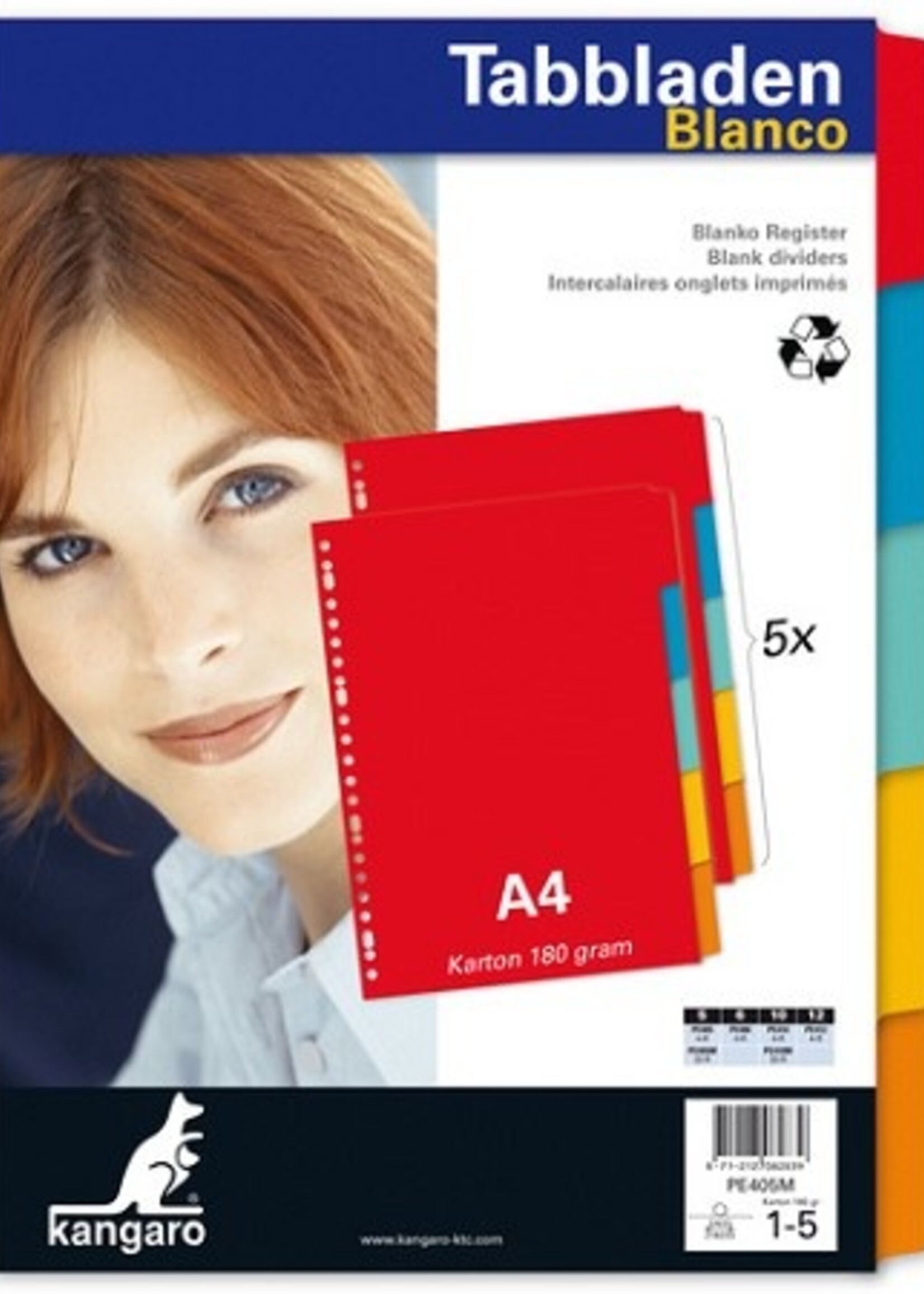 Kangaro Tabbladen A4 23 rings karton gekleurd 5 delig