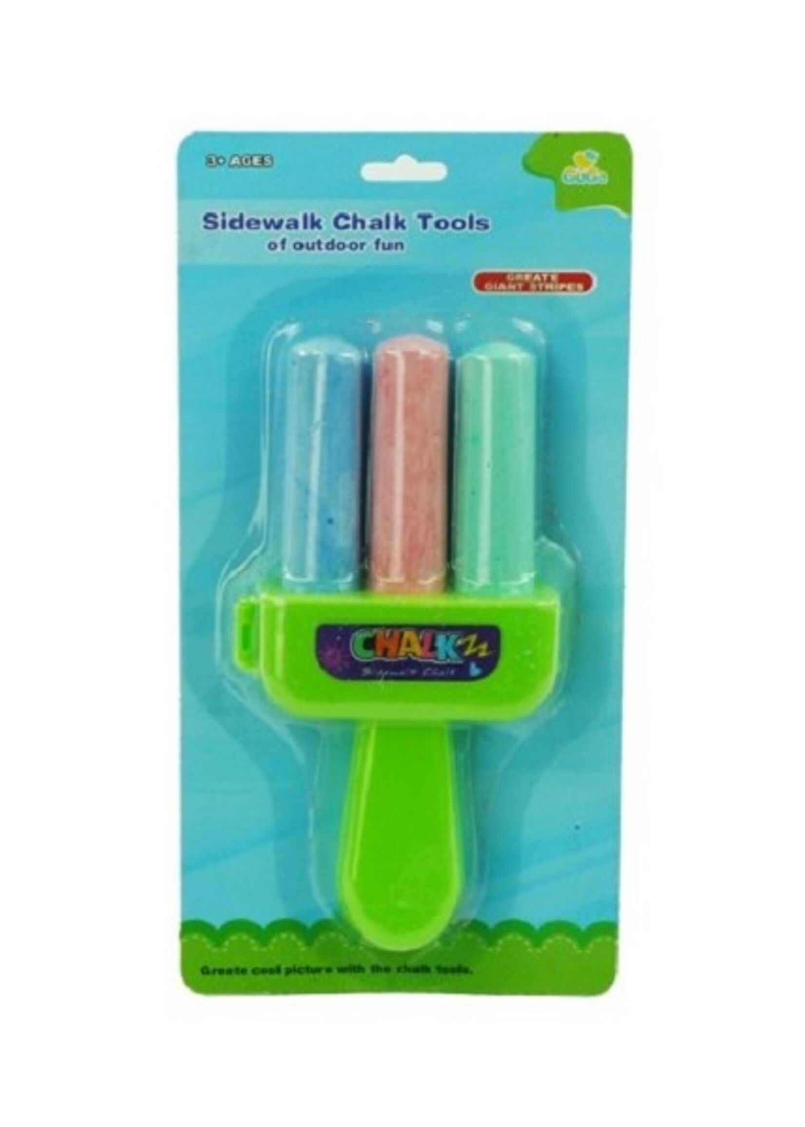 Stoepkrijt 3 kleuren met handvat