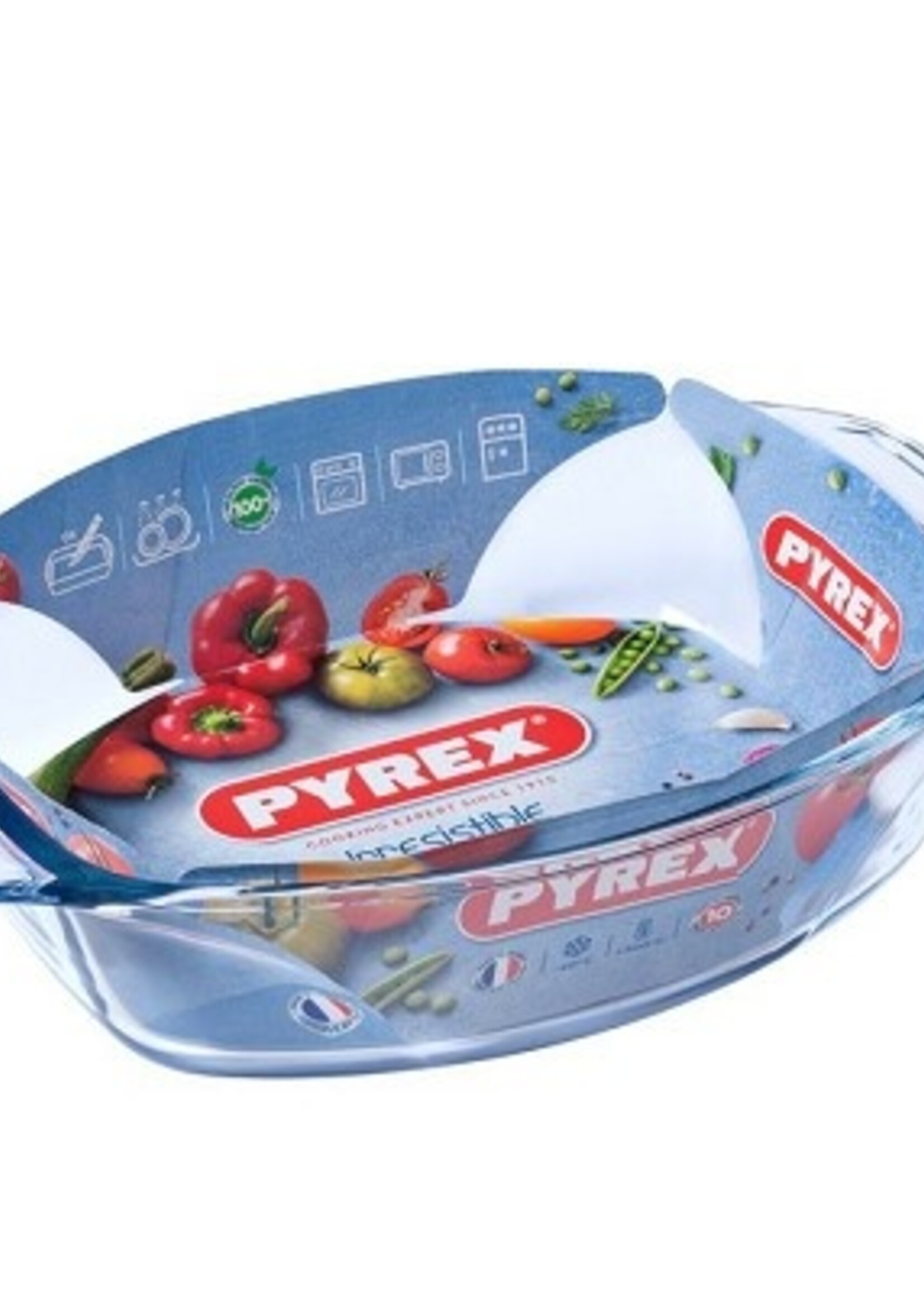 Pyrex ovale braadslede glas met greep 35 x 24 cm 2,8L