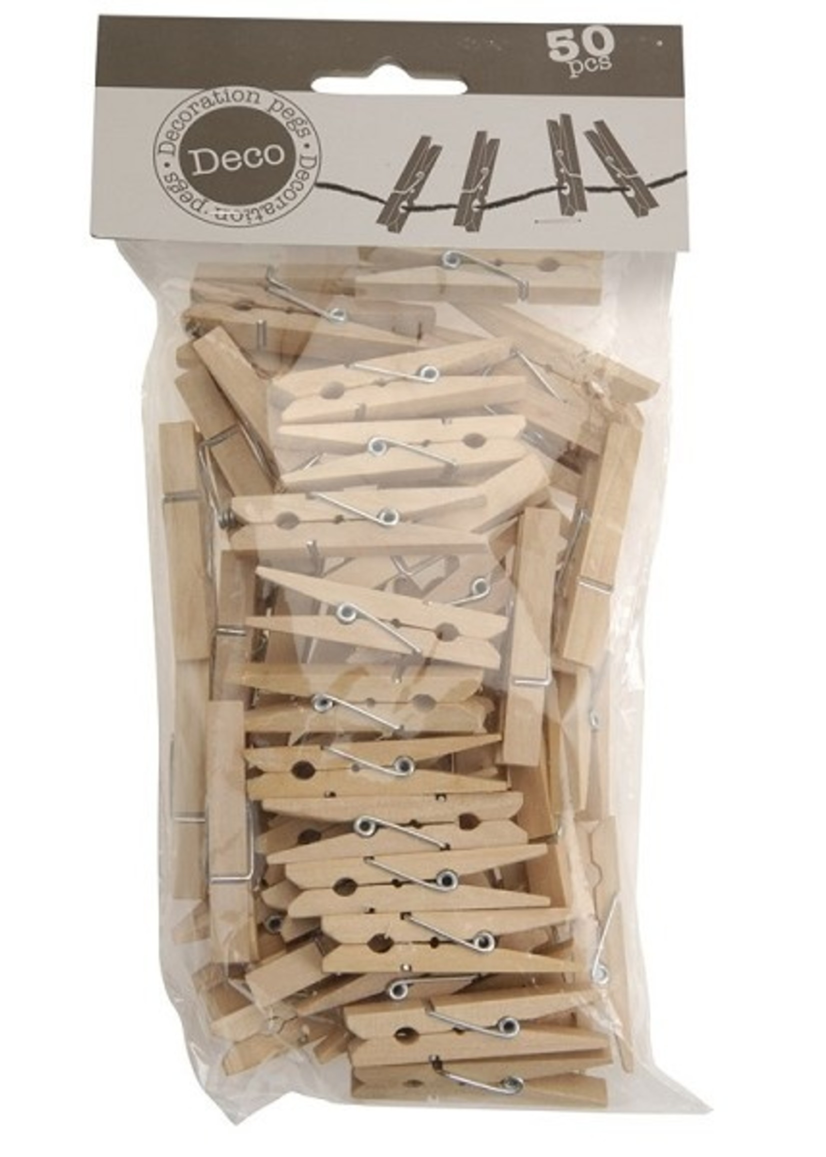 Knijpertjes mini hout 4,5cm 50 stuks