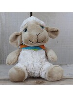 Pluche schaap zittend met gekleurde sjaal 20cm
