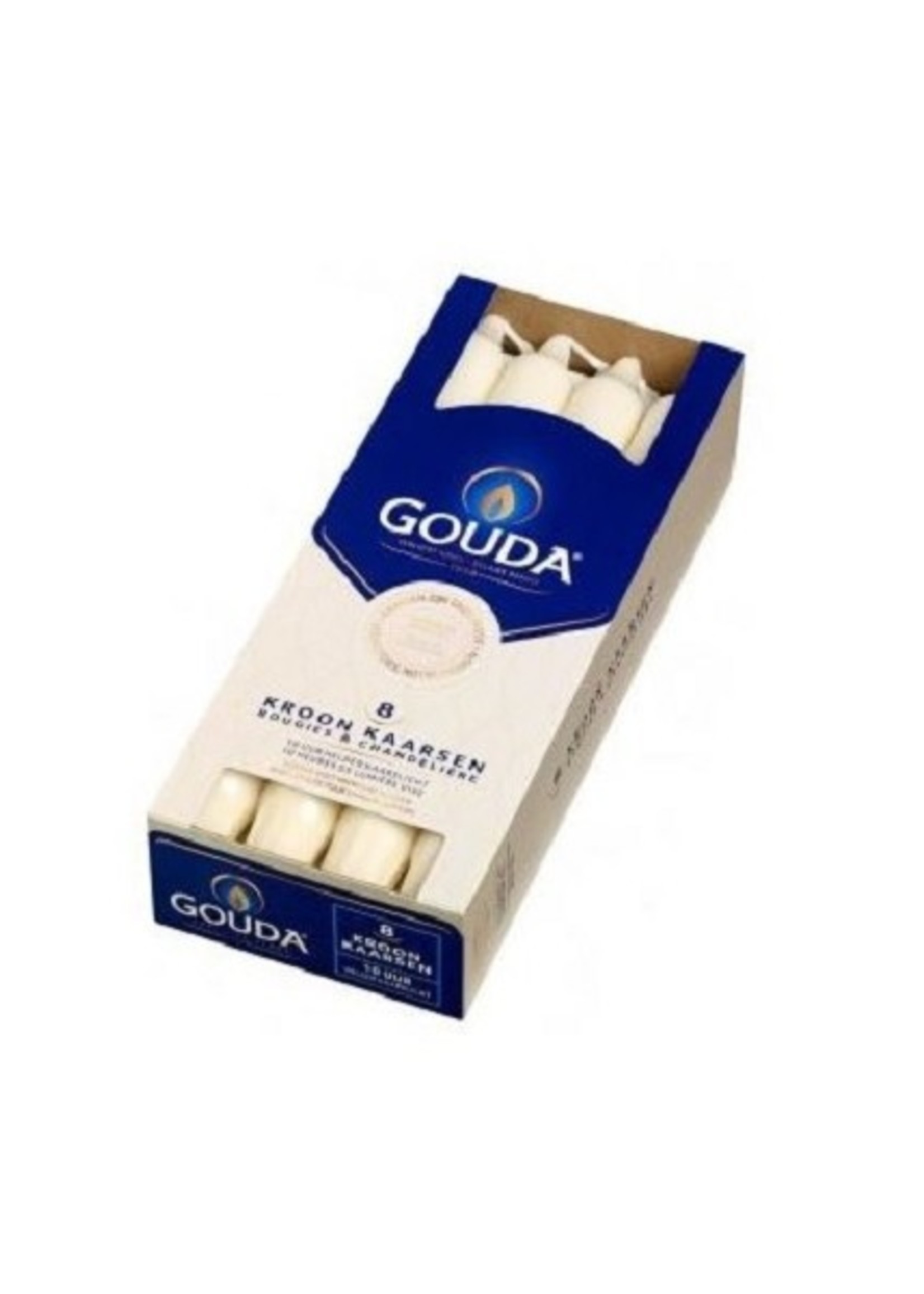Gouda Gouda kroonkaars 200/24 doos 8 ivoor 6 stuks