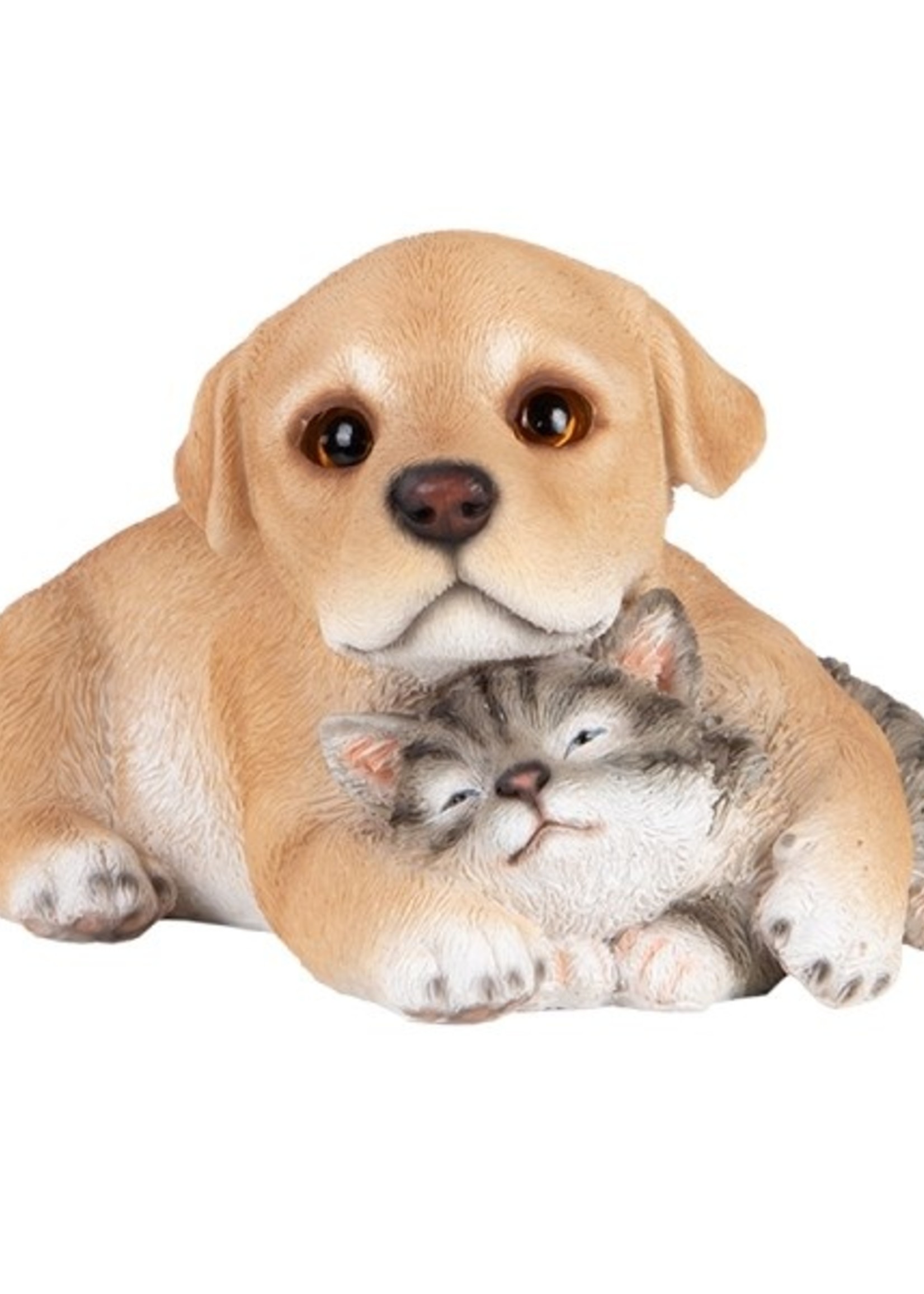 Esschert Design tuinbeeld Pup met kitten polyresin 13,1x17,3xh9,7cm