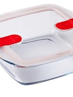 Pyrex Vierkante schaal met deksel 2,2L 25x22x7cm