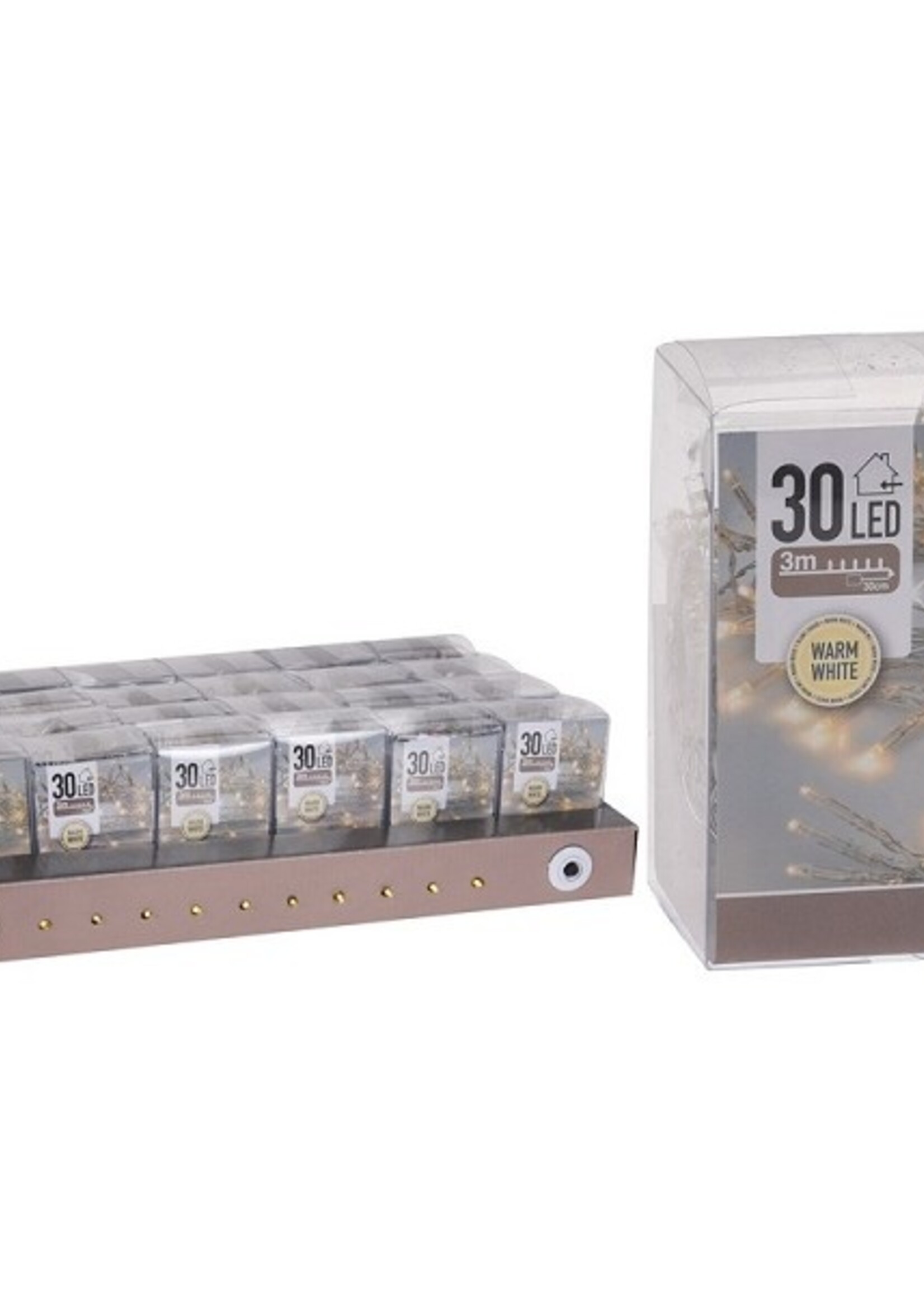 Kerstverlichting 30LED op batterij voor binnen warmwit 3xAA (excl. batterijen)