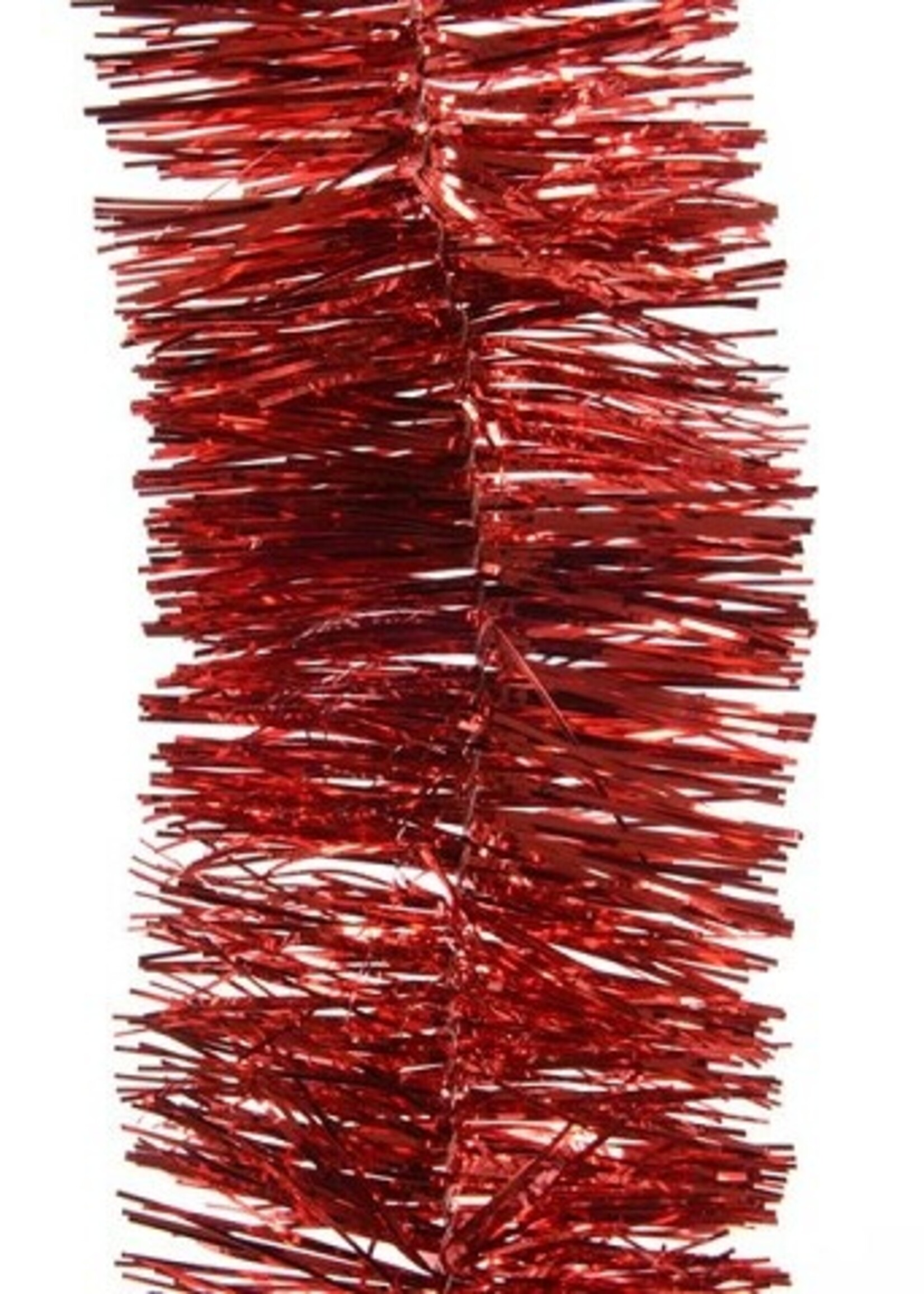 Decoris kerstboom guirlande tinsel glans 7.5cm x 270cm kerstrood