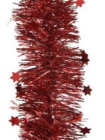 Decoris kerstboom guirlande tinsel glans 10cm x 270cm kerst rood